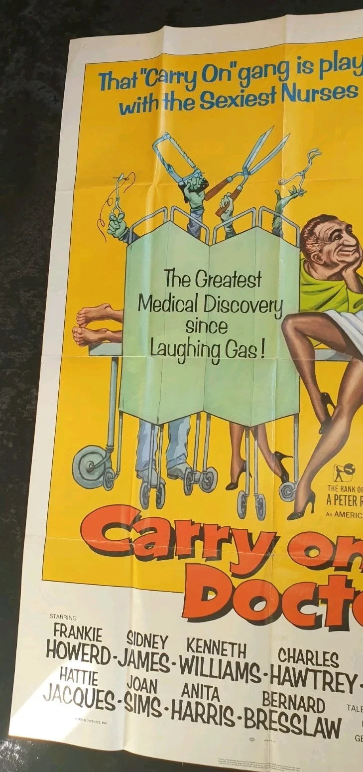 Carry On Doctor (1967/1972 US Release) Original US One Sheet Movie Poster Folded, изображение 5