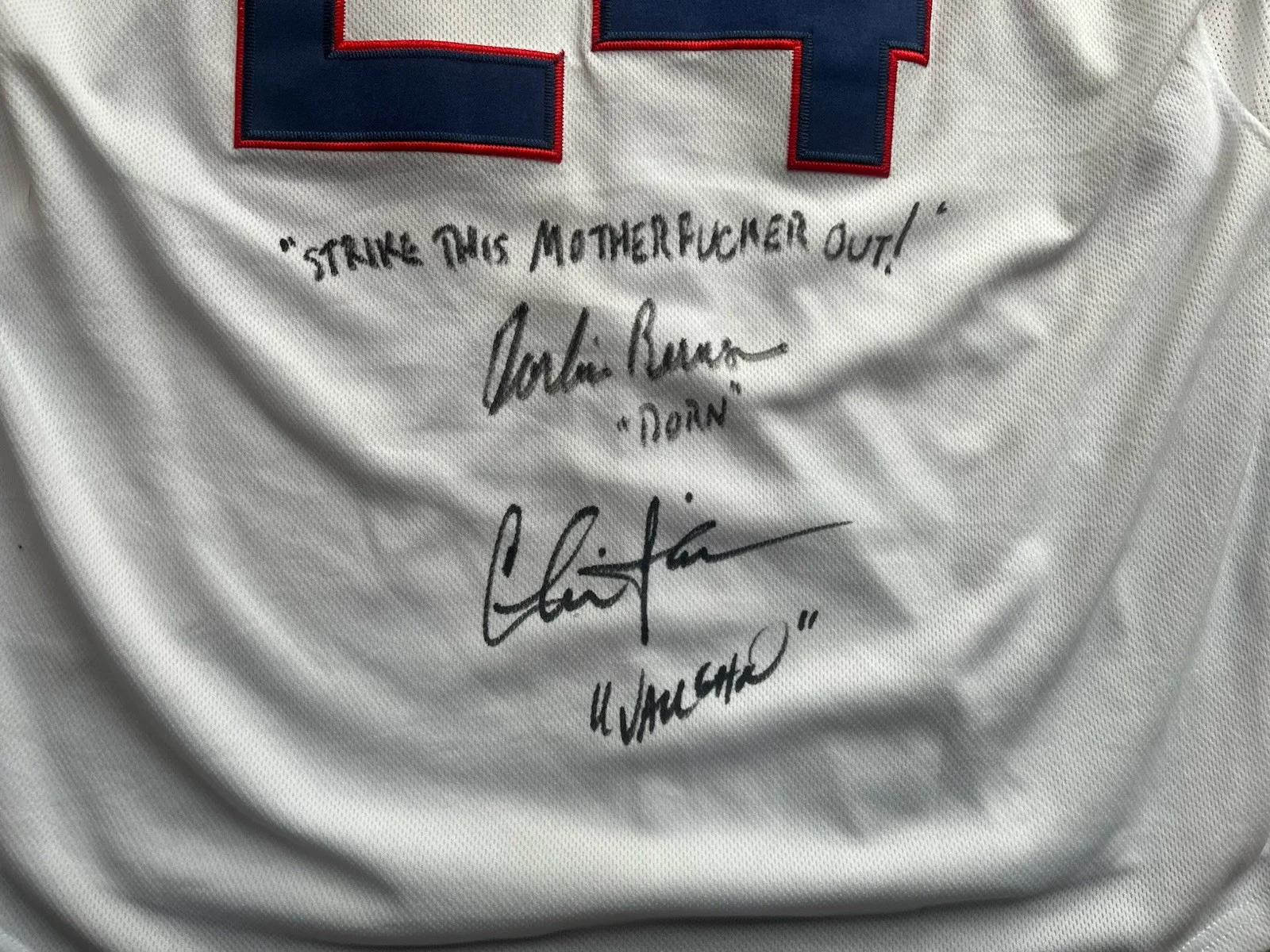 Charlie Sheen — Charlie Sheen Corbin Bernsen Signed Major League Jersey ASI COA Vaughn Dorn, изображение 3