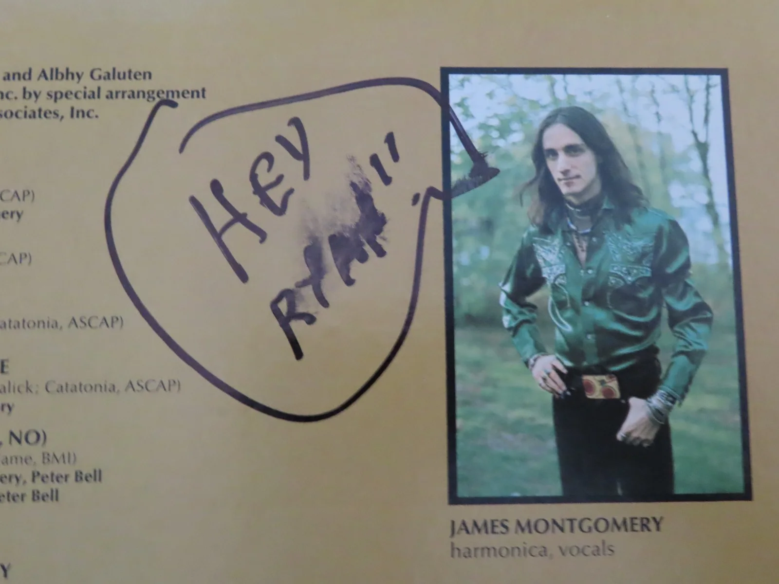 JAMES MONTGOMERY BAND signed HIGH ROLLER 1974 Record / Album COA "To Ryan", изображение 5