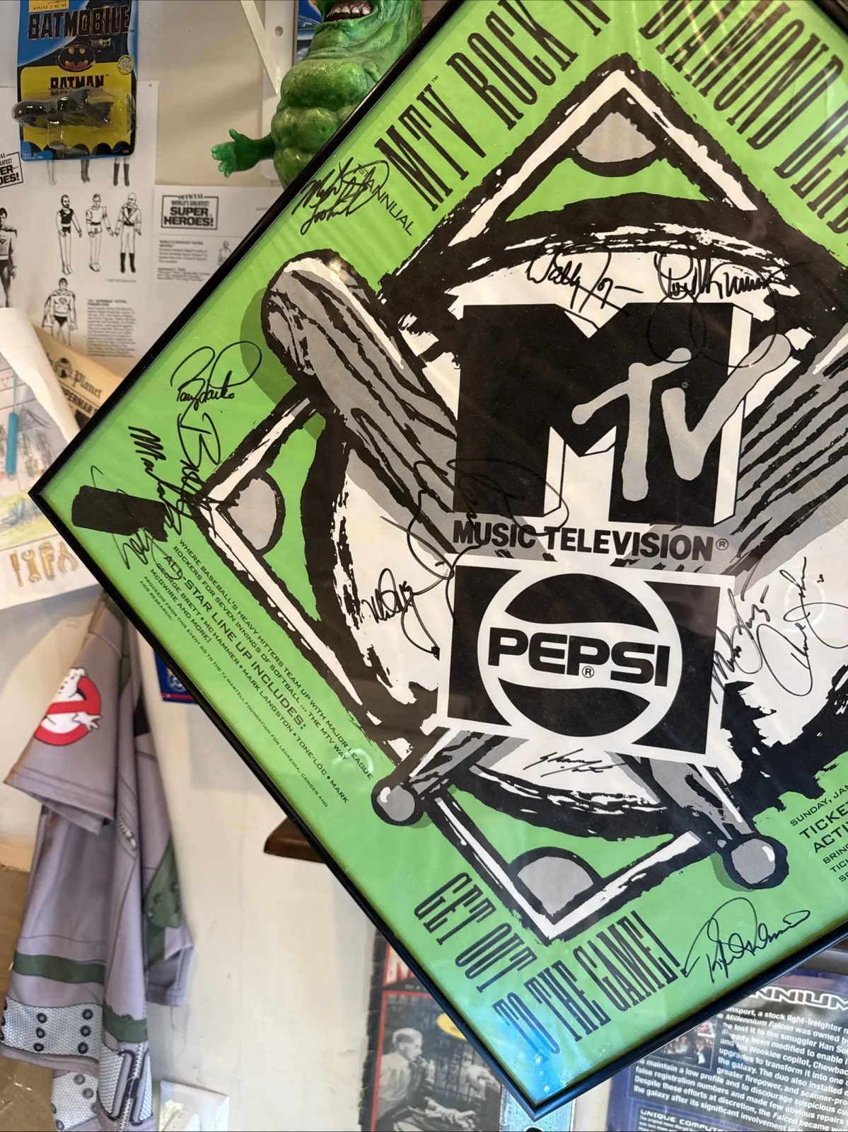 1990 MTV 1st Ever Rock N Jock Team Signed Poster Music Television Autographed, изображение 2