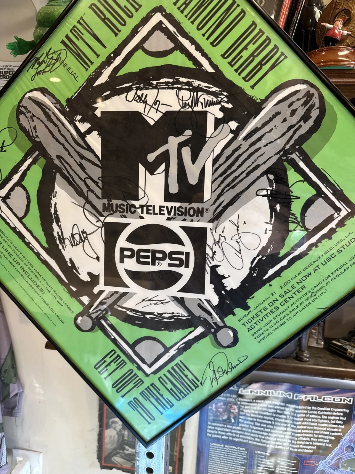 1990 MTV 1st Ever Rock N Jock Team Signed Poster Music Television Autographed, изображение 3