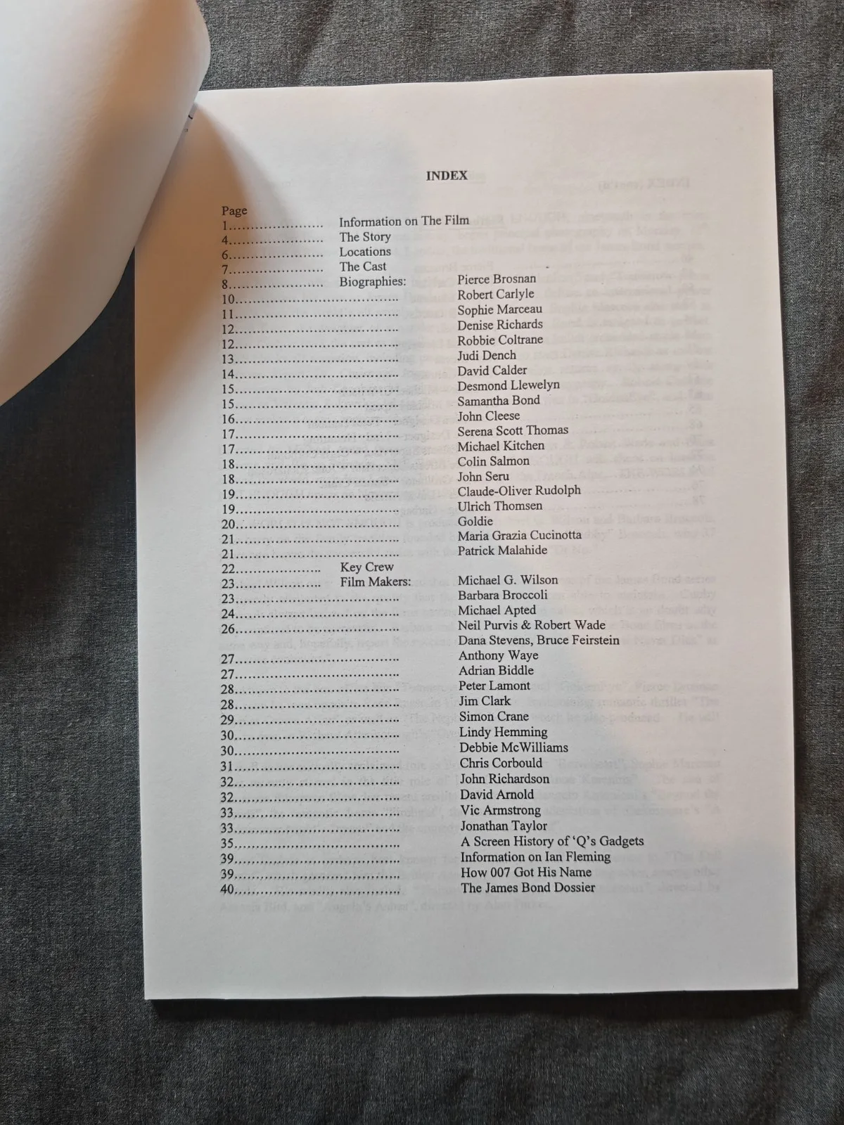 Final Production Notes 79 pages & Cast Pictures - TheWorld Is Not Enough 007, image 3