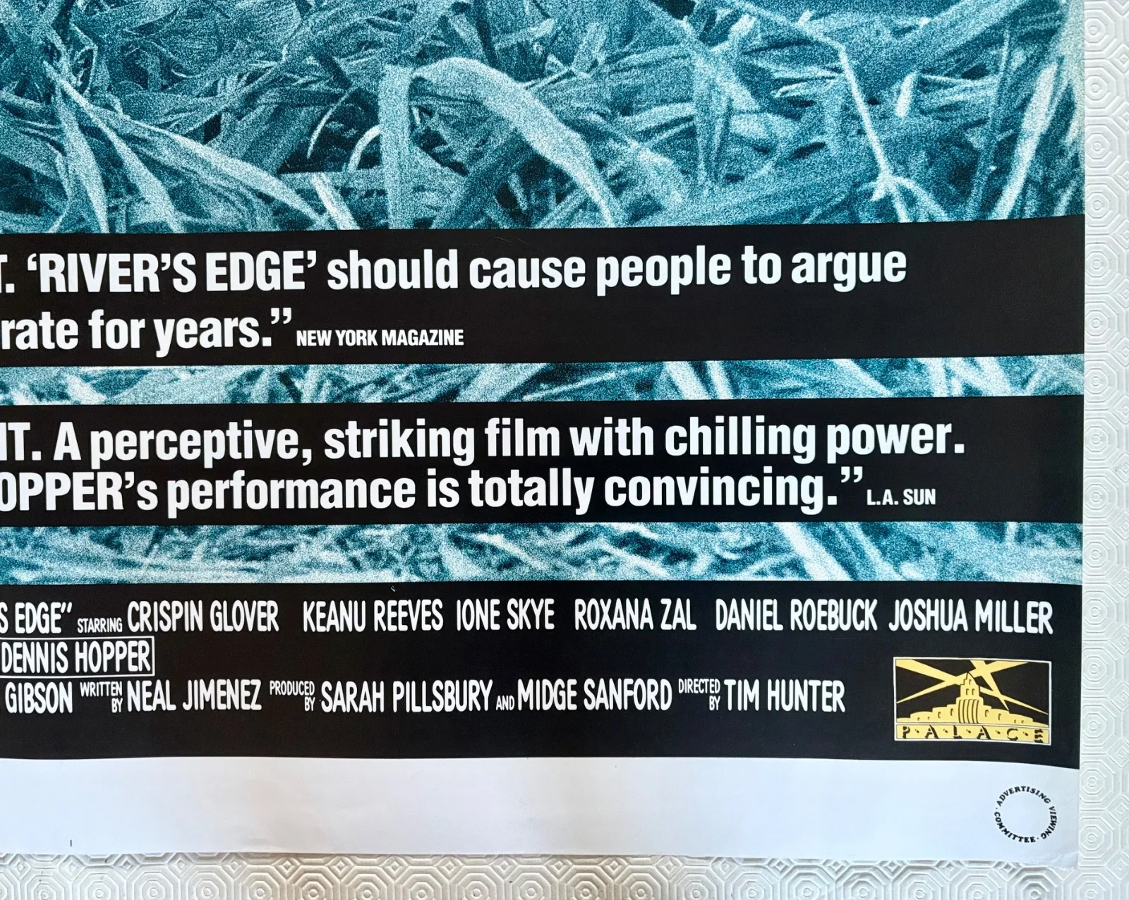River's Edge Original 1986 Quad Poster Dennis Hopper Keanu Reeves Crispin Glover, изображение 3