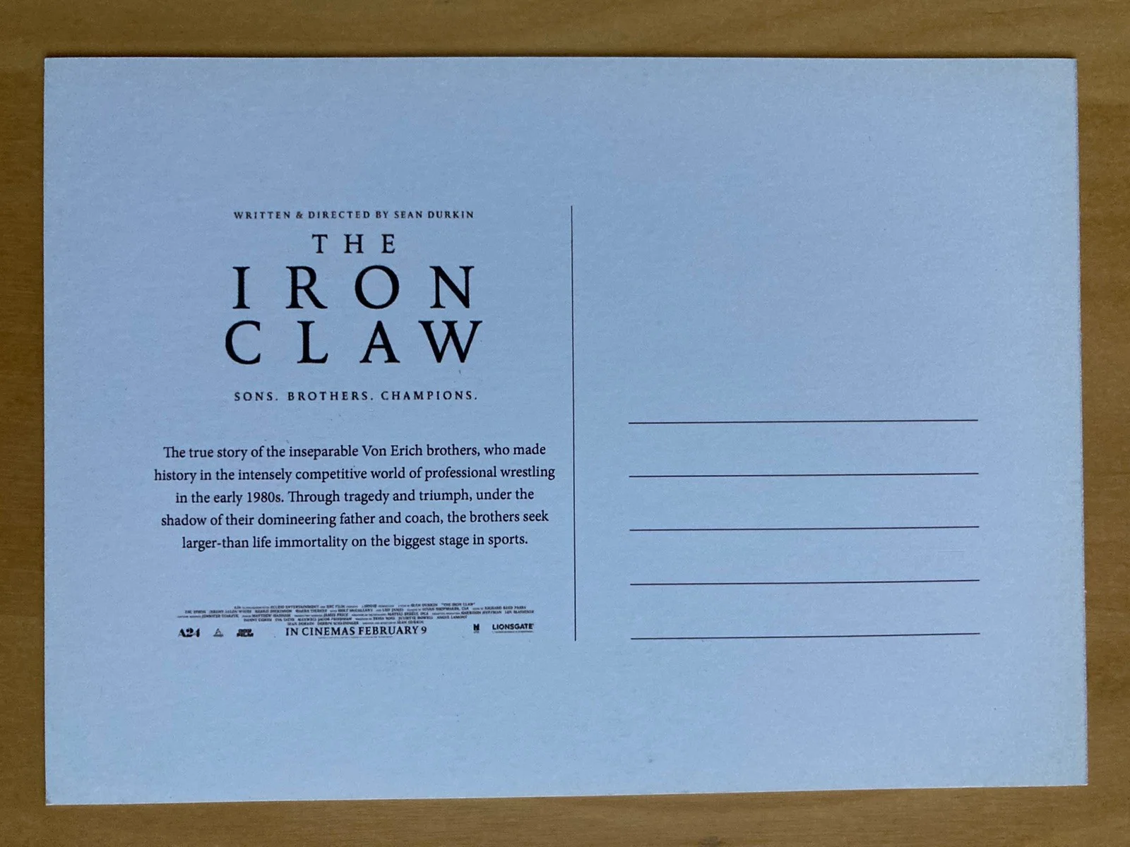 The Iron Claw- promotional postcard, image 2