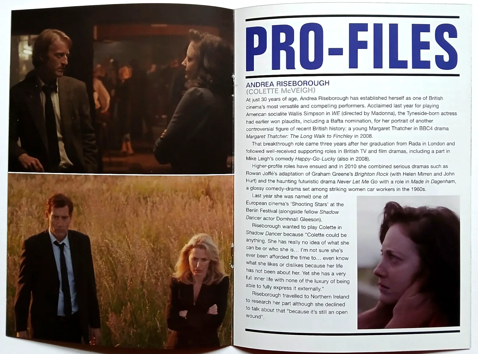 Shadow Dancer Promo Film Booklet Andrea Riseborough Gillian Anderson Clive Owen, изображение 5