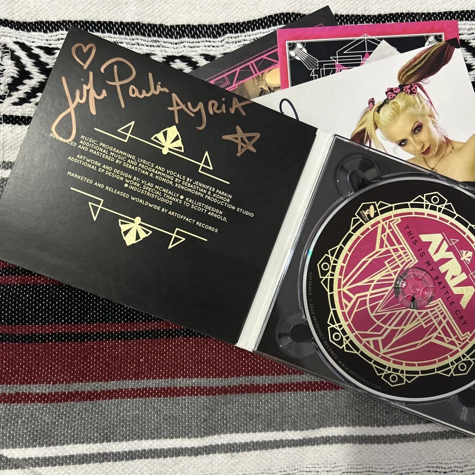 Ayria – This Is My Battle Cry CD Signed by Jennifer Parkin + Bonus Memorabilia, изображение 2
