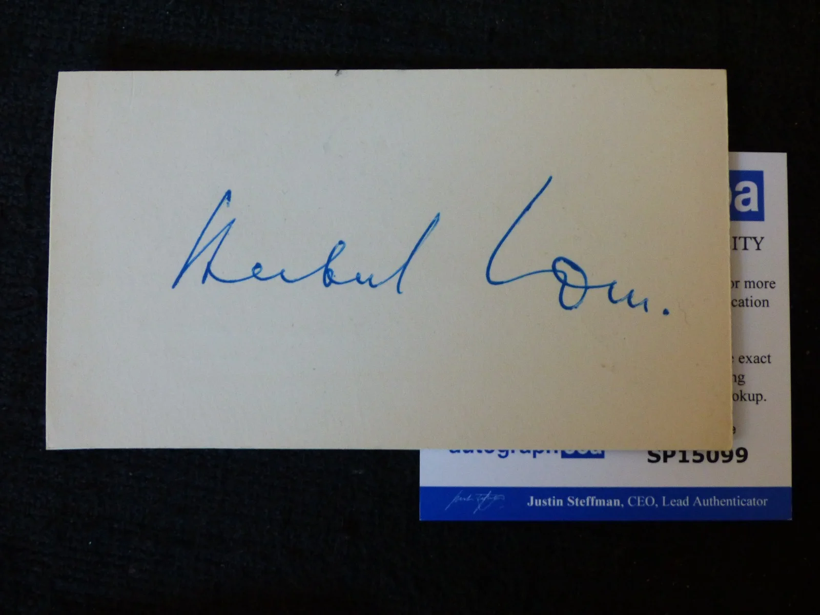 Herbert Lom — HERBERT LOM signed autograph 3x5.5 index autographed Card ACOA COA