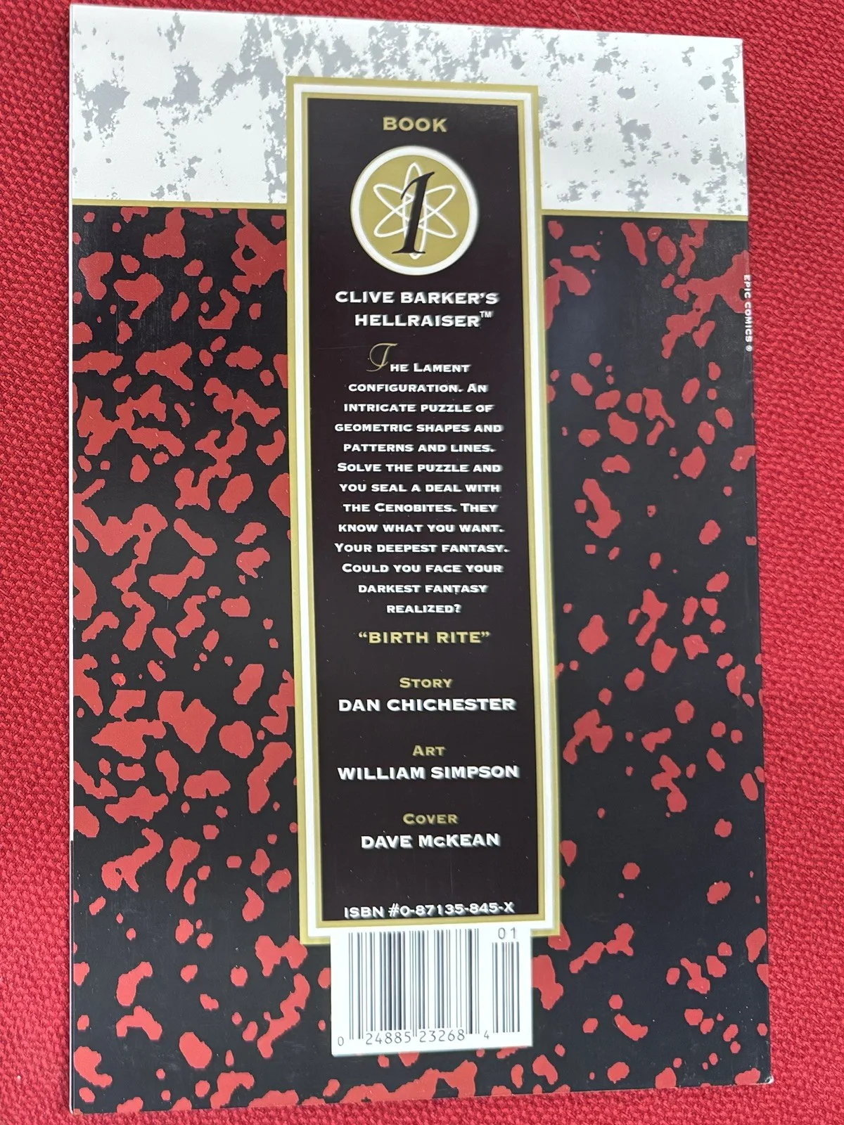 Doug Bradley — SIGNED Doug Bradley – Hellraiser Pinhead – Epic An Anthology #1 (1993), image 3