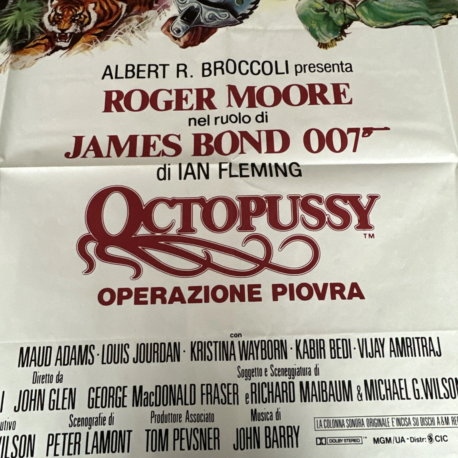 Octopussy 1983 ORIG 39X55 ITALIAN MOVIE POSTER ROGER MOORE MAUD ADAMS BOND 007, изображение 4