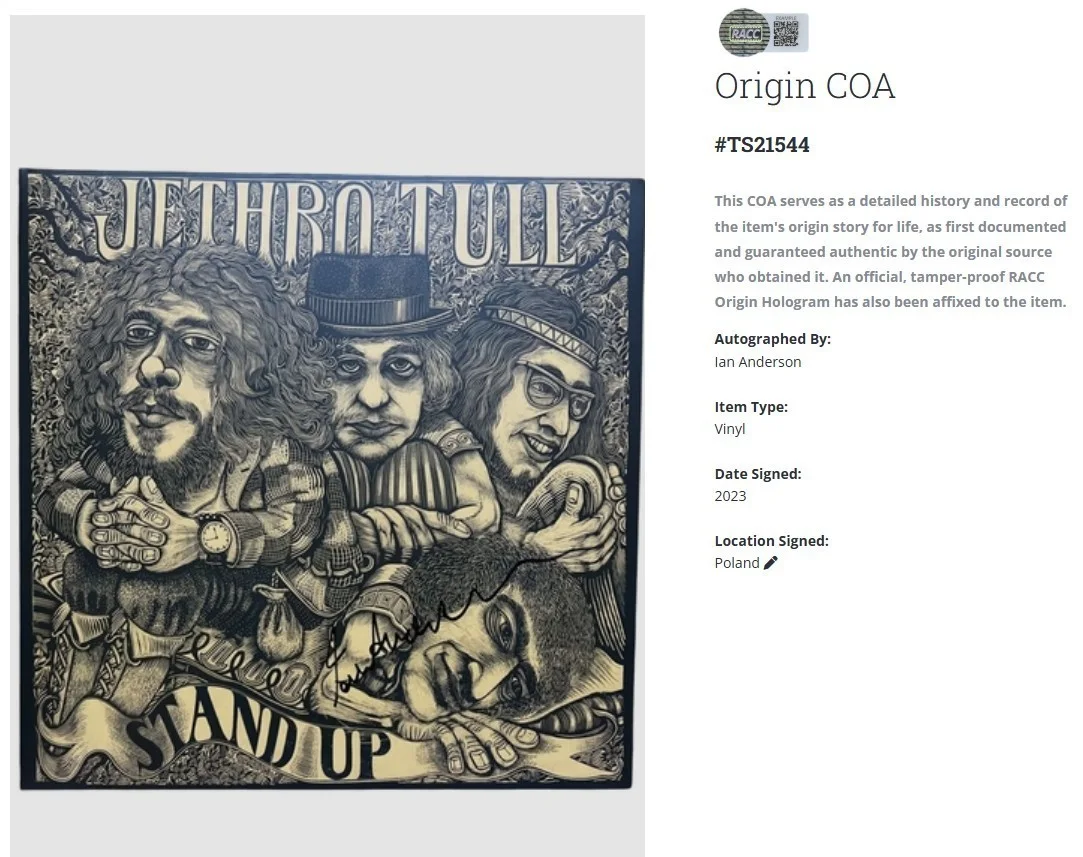 Jethro Tull Ian Anderson Stand Up Signed Autographed Album Record LP w/COA, image 2