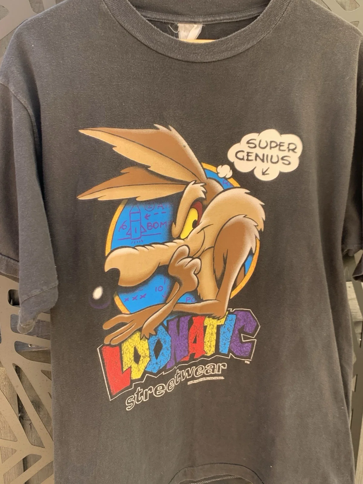 LOONEY TUNES WILD COYOTE 1992 VINTAGE GRAPHIC TEE SHIRT JERSEY TOP LARGE 90S, изображение 4