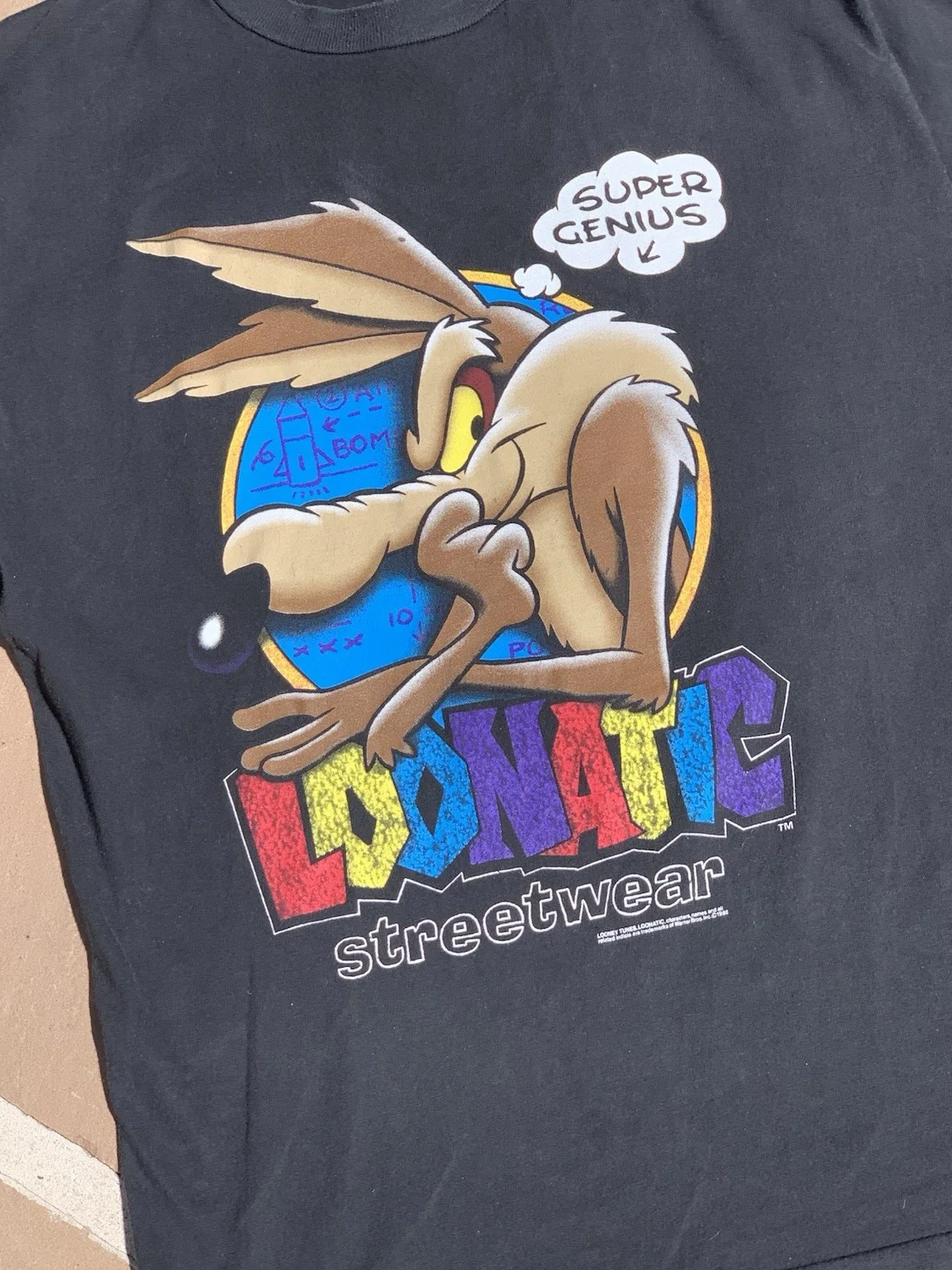LOONEY TUNES WILD COYOTE 1992 VINTAGE GRAPHIC TEE SHIRT JERSEY TOP LARGE 90S, изображение 5