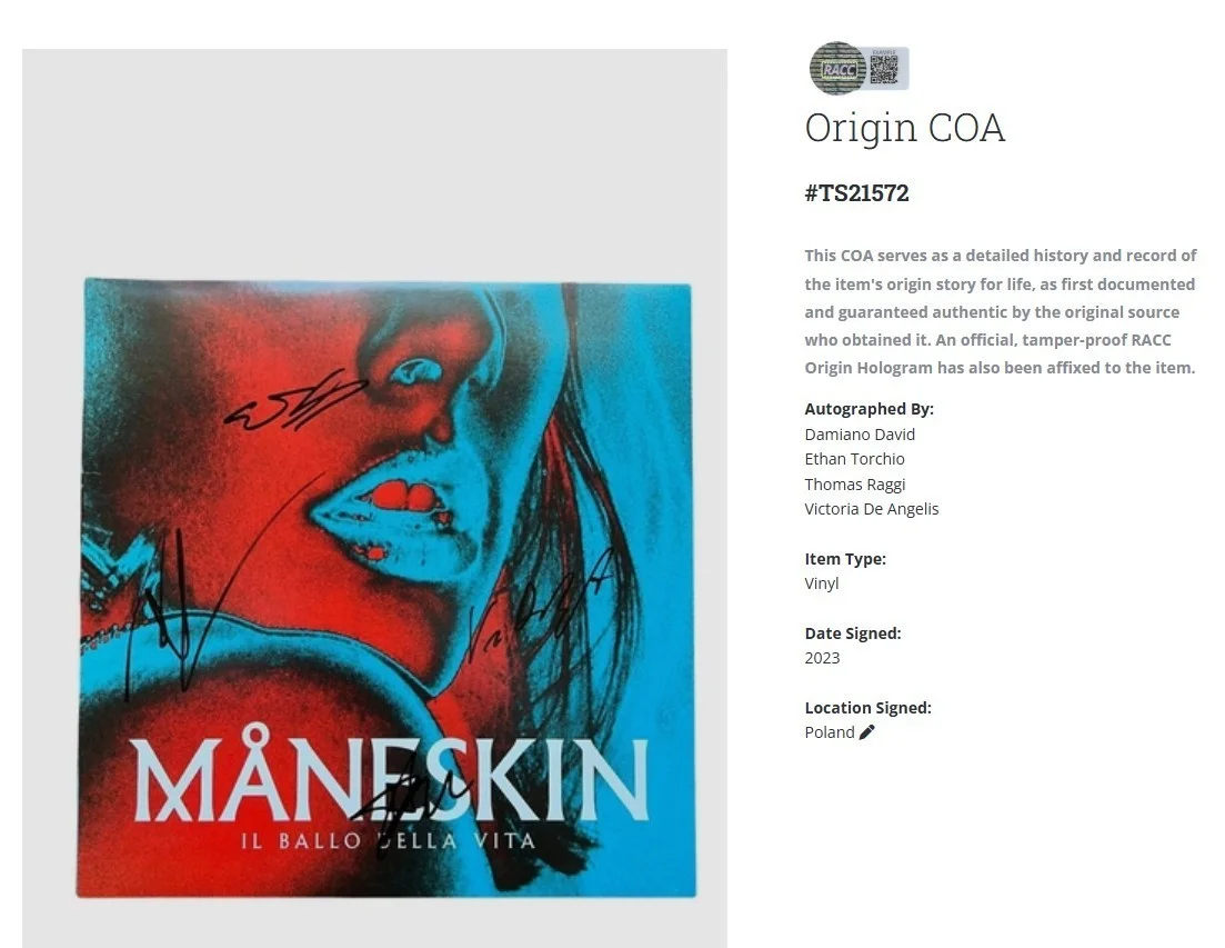 Maneskin Il Ballo Della Vita Autographed FULLY Signed Album Vinyl Record w/COA, изображение 2