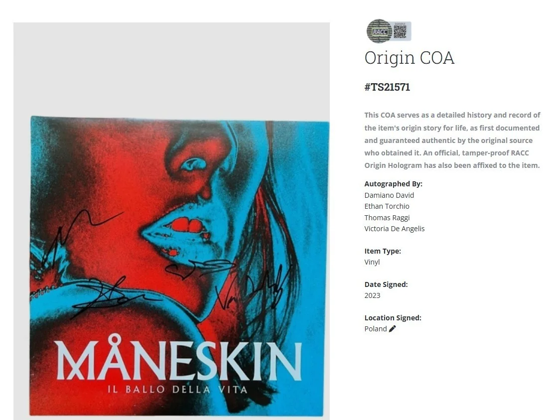 Maneskin Il Ballo Della Vita Autographed FULLY Signed Album Vinyl Record w/COA, изображение 2