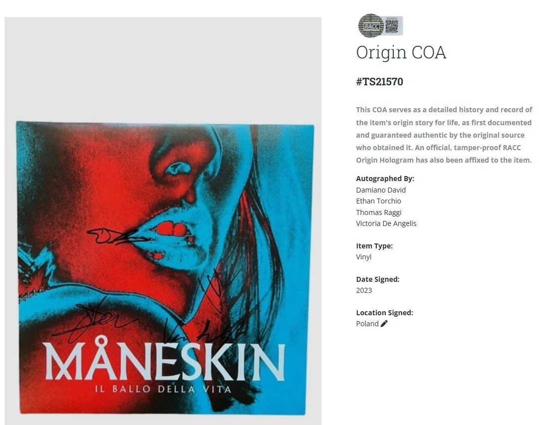 Maneskin Il Ballo Della Vita Autographed FULLY Signed Album Vinyl Record w/COA, image 2