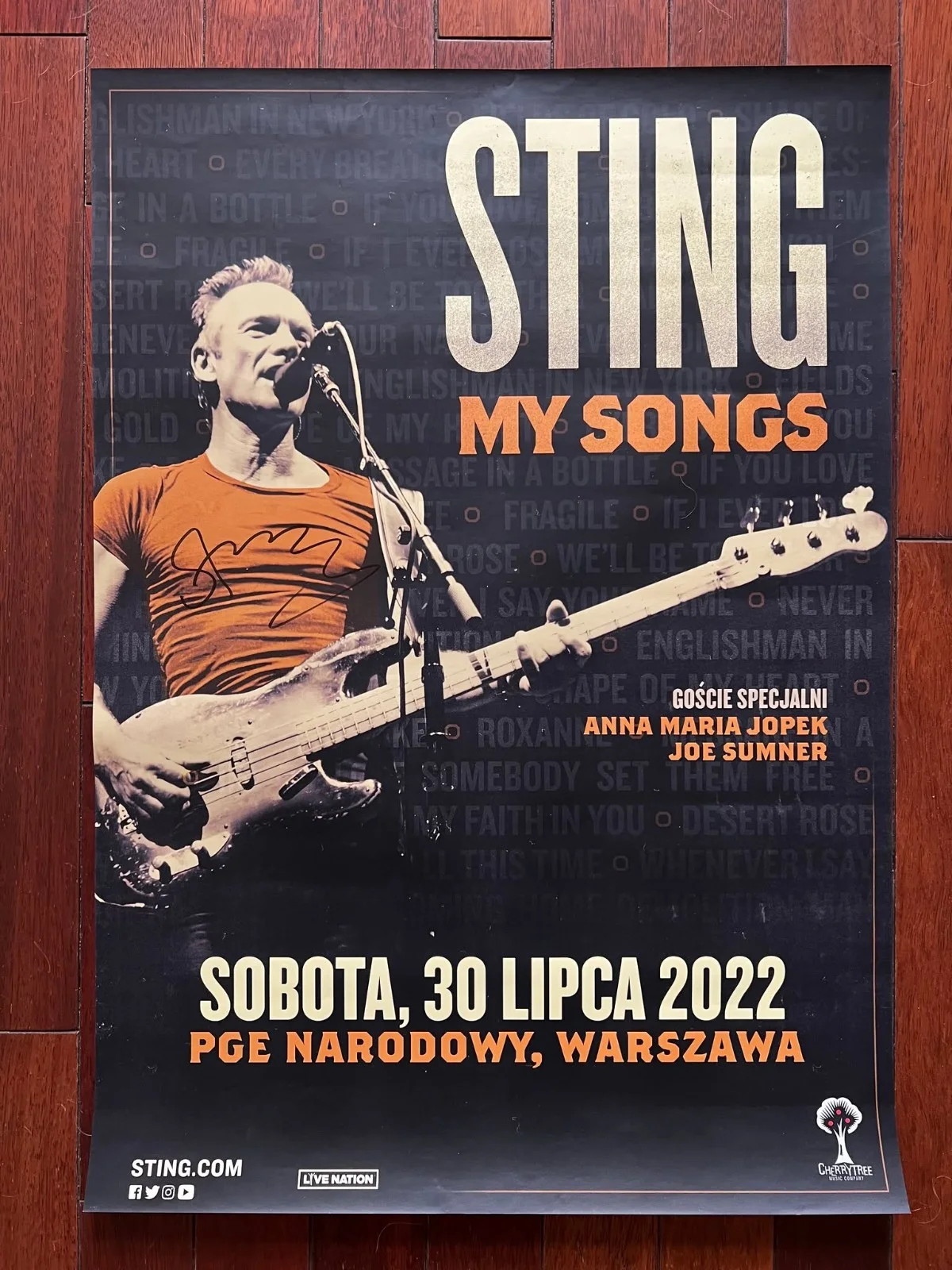 Sting SIGNED original Polish concert poster with backstage badges w/COA, изображение 4