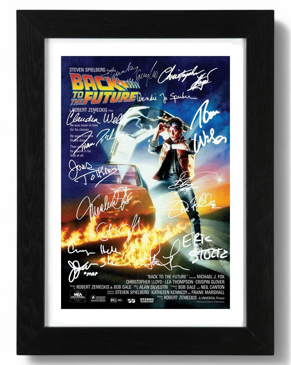 Back To The Future Full Cast Signed Autograph PHOTO Pre Print 6x4/A4/ Framed, image 2