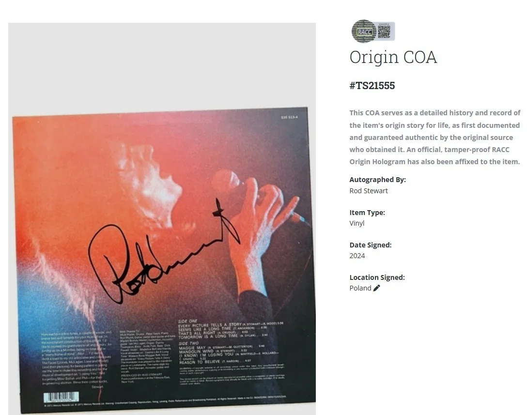 Rod Stewart Every Picture Tells A Story Signed Autographed Album Record LP w/COA, изображение 3