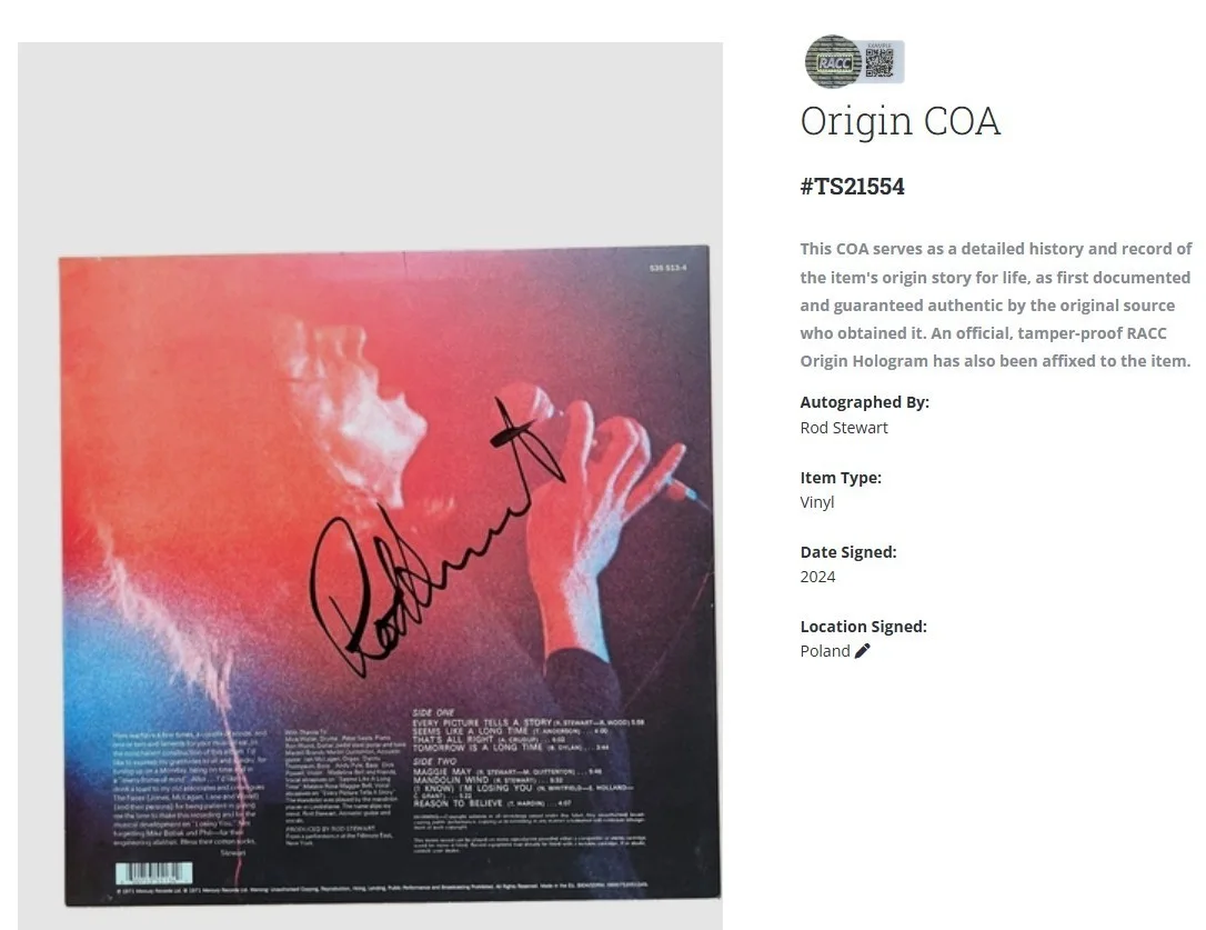 Rod Stewart Every Picture Tells A Story Signed Autographed Album Record LP w/COA, изображение 2