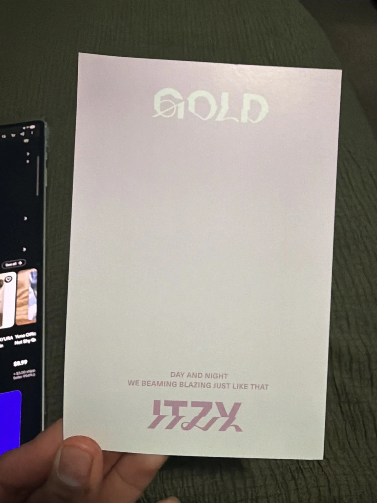 Itzy Yuna Signed gold Autographed Postcard, image 2