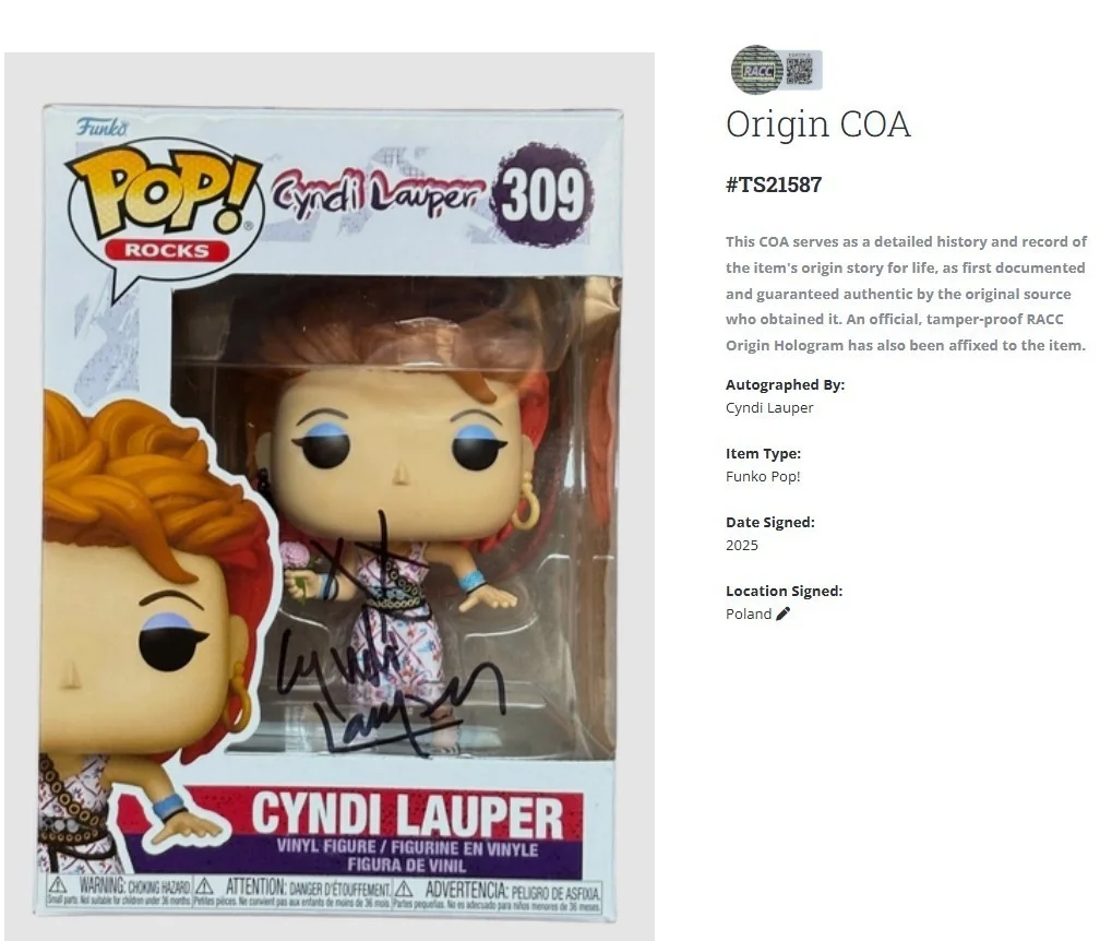 Cyndi Lauper — Cyndi Lauper Funko Pop Signed Autographed w/COA, image 2