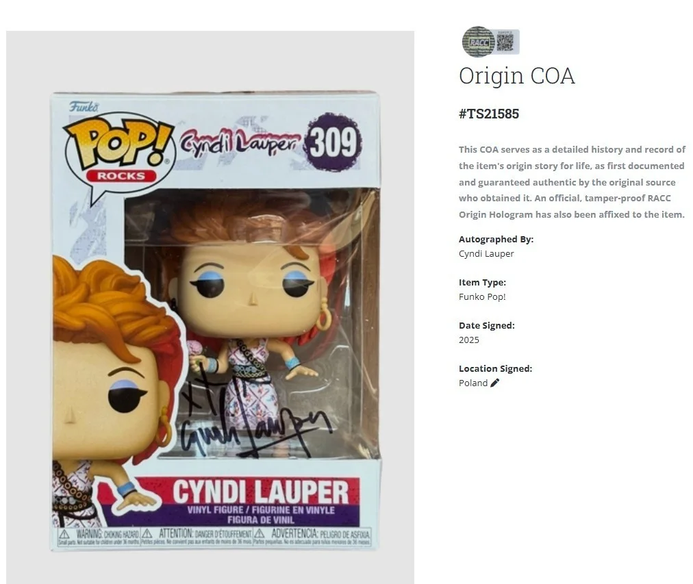 Cyndi Lauper — Cyndi Lauper Funko Pop Signed Autographed w/COA, image 2