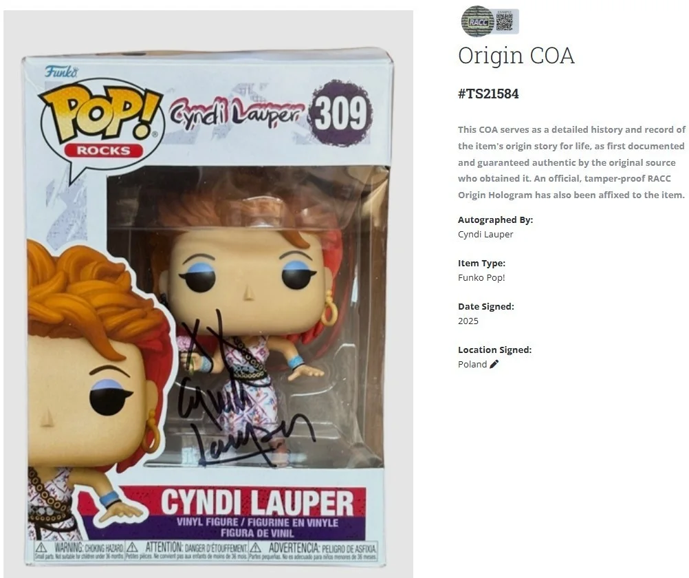 Cyndi Lauper — Cyndi Lauper Funko Pop Signed Autographed w/COA, image 2