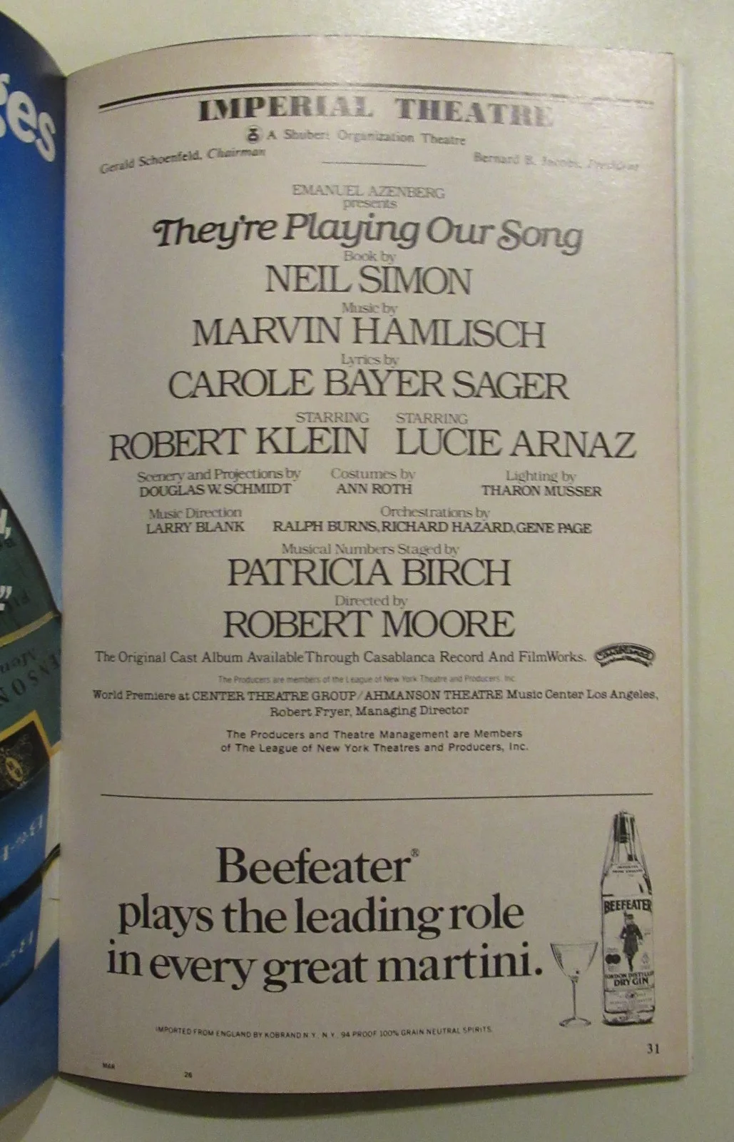 LUCIE ARNAZ ROBERT KLEIN — LUCIE ARNAZ ROBERT KLEIN SIGNED PLAYBILL THEY'RE PLAYING OUR SONG IN PERSON, изображение 5