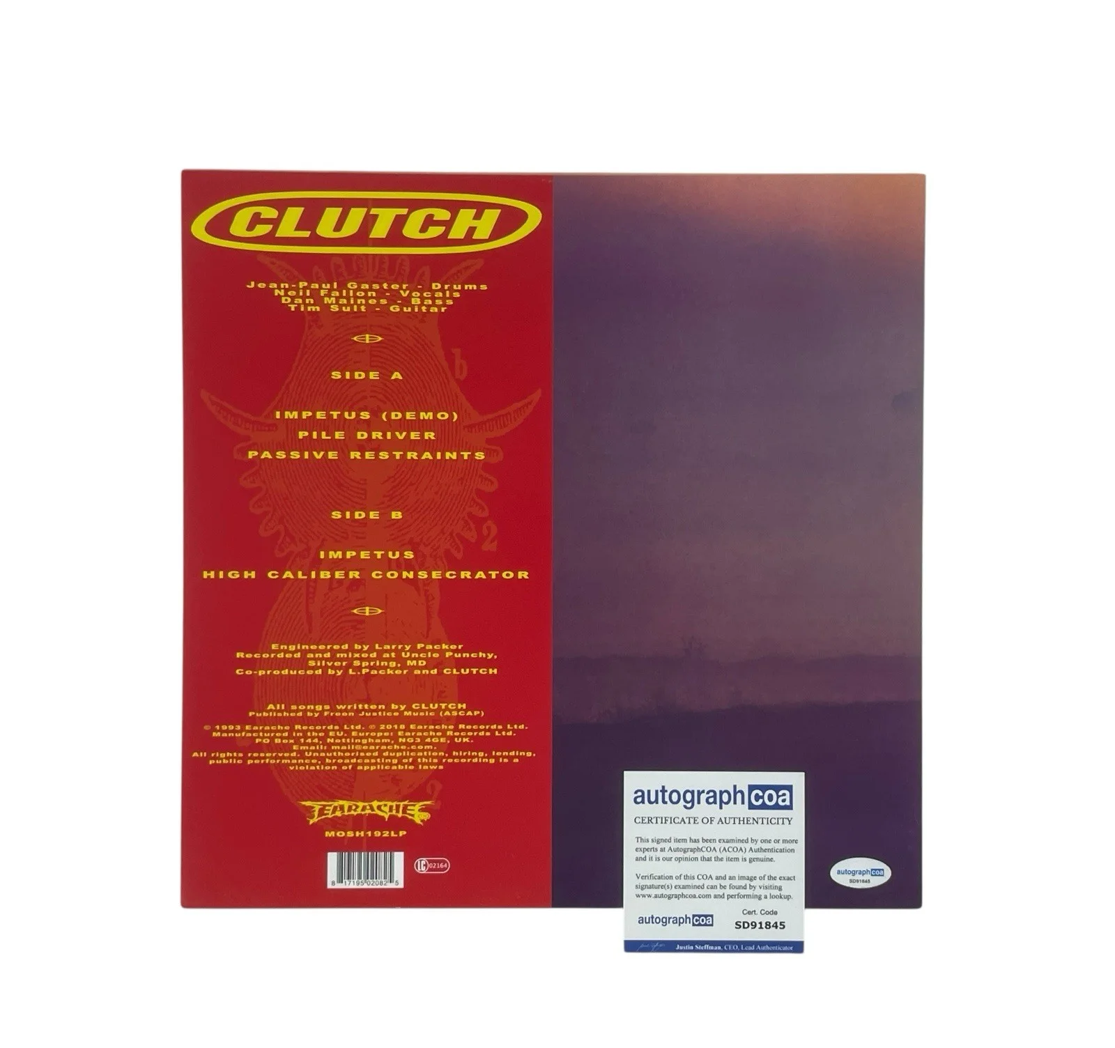 Clutch Band Signed Autographed Passive Restraints Reissue EP Vinyl Record Album, изображение 3
