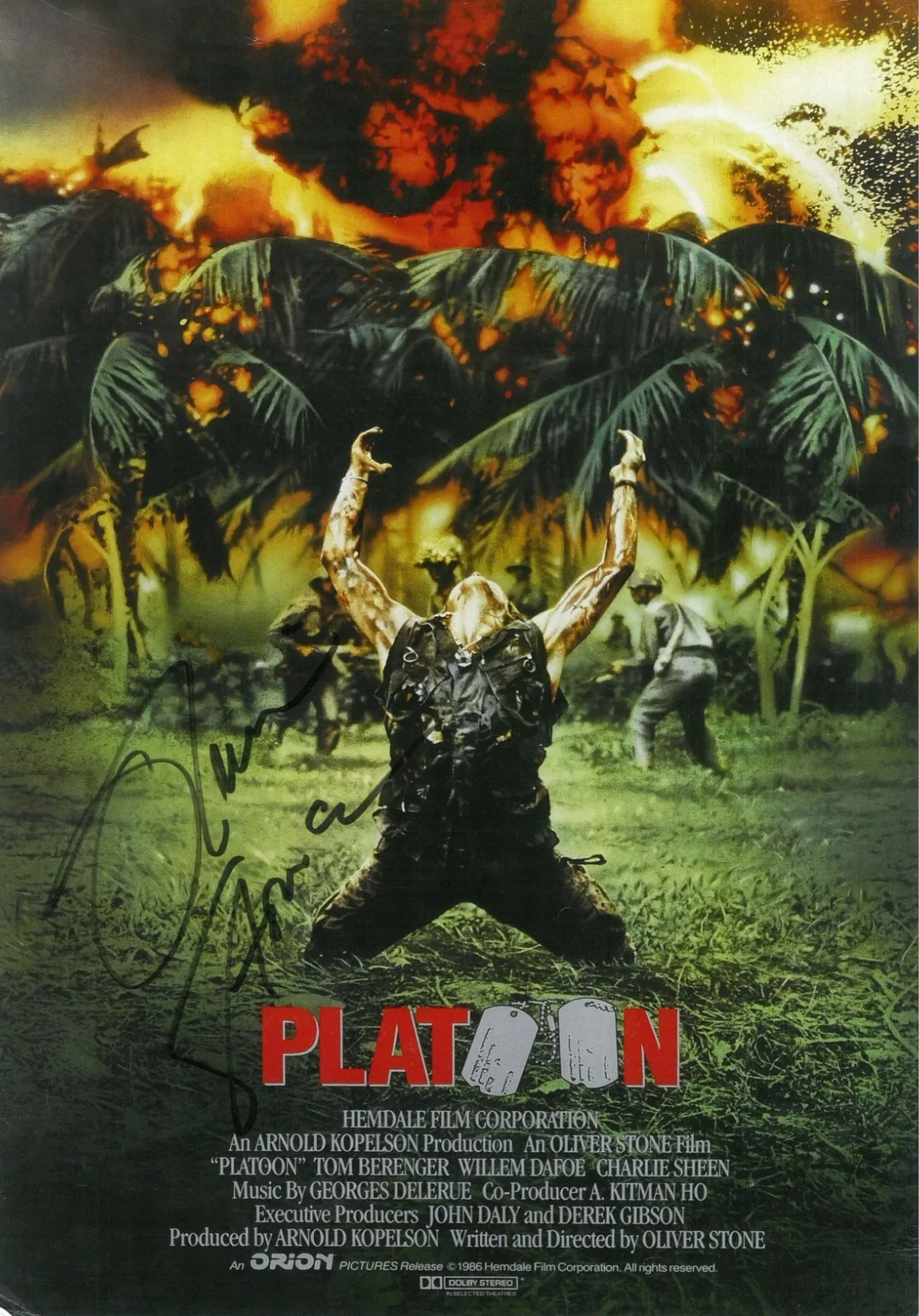 Oliver Stone — Oliver Stone Platoon 11x16 movie autographed poster signed w/COA, image 4