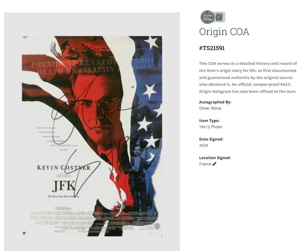 Oliver Stone — Oliver Stone JFK 11x16 movie autographed poster signed w/COA, изображение 2