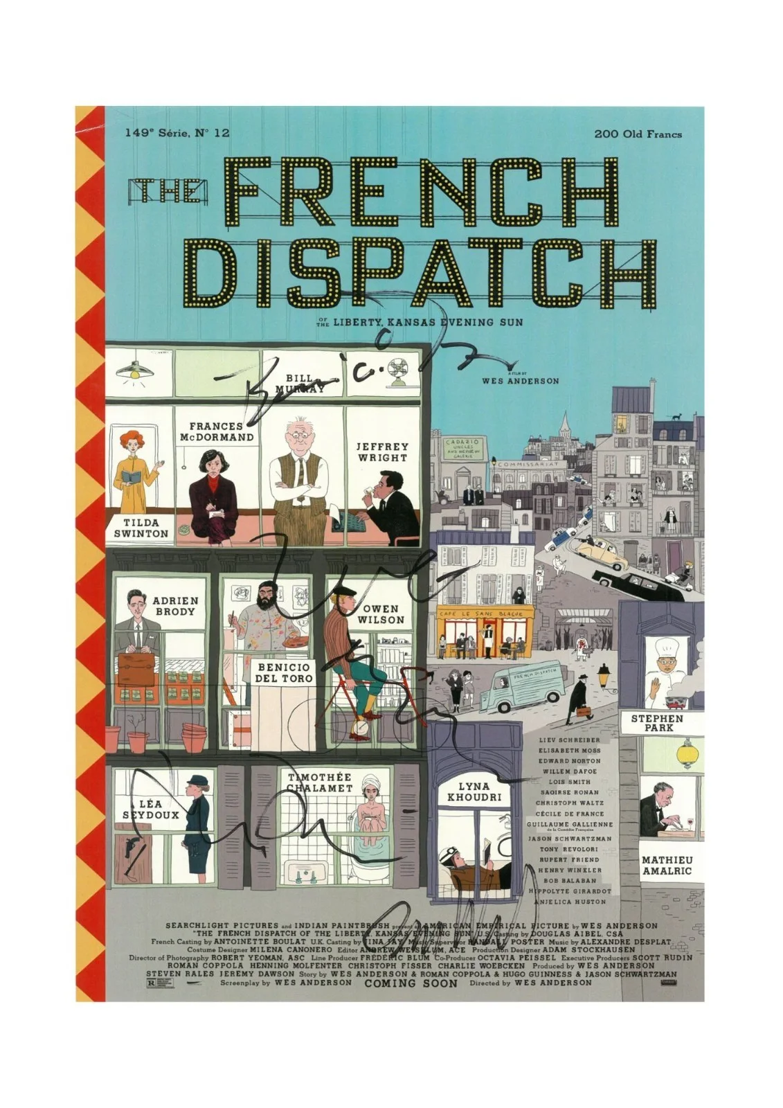 Wes Anderson — Wes Anderson The French Dispatch 11x16 poster signed autographed w/COA