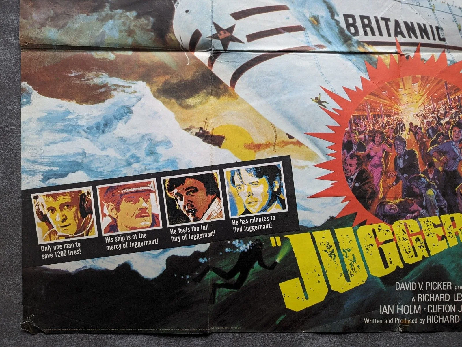 Juggernaut Original 1974 UK Quad Cinema Poster Richard Harris Omar Sharif, изображение 5