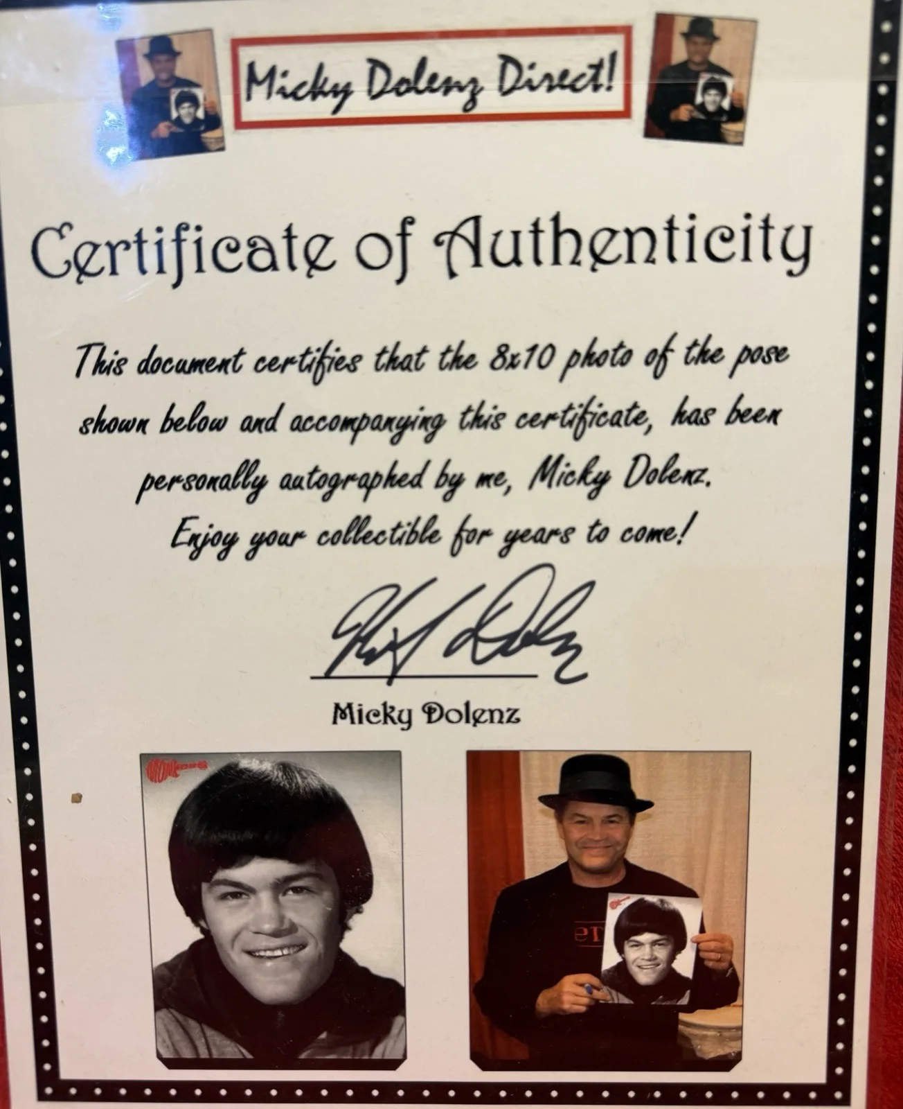 The Monkees - Micky Dolenz Autograph 8x10 Photo with Self COA, изображение 3