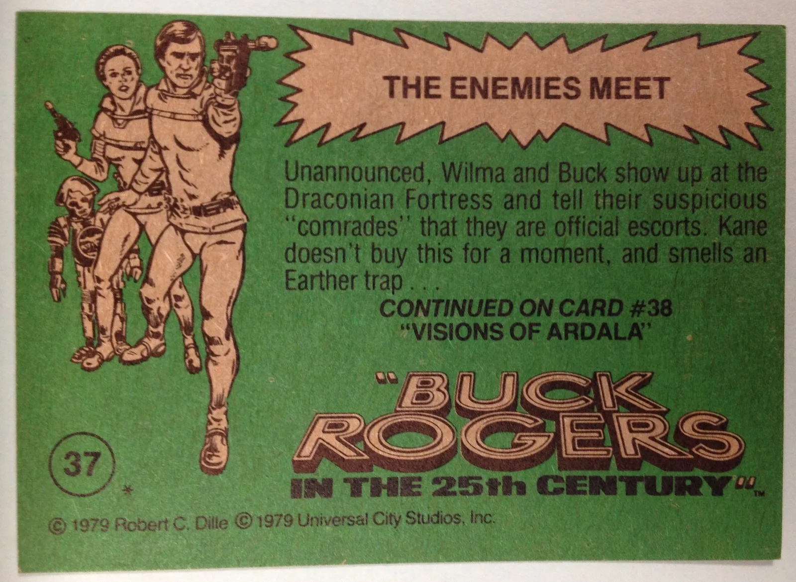 Gil Gerard — Gil Gerard Signed Buck Rogers Card #37 1979 Witnessed in-Person Signature COA, изображение 2