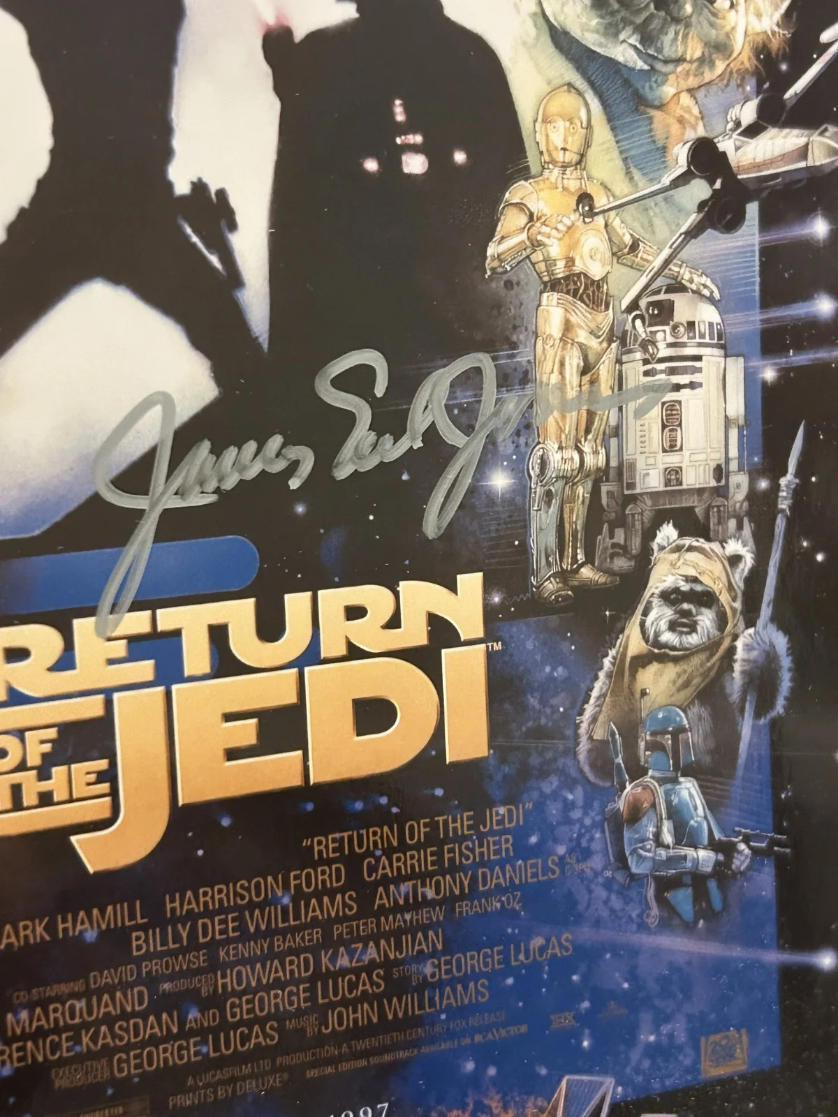 Mark Hamill, James Earl Jones — Star Wars Mini Poster Return of the Jedi Signed James Earl Jones Mark Hamill COA, image 3