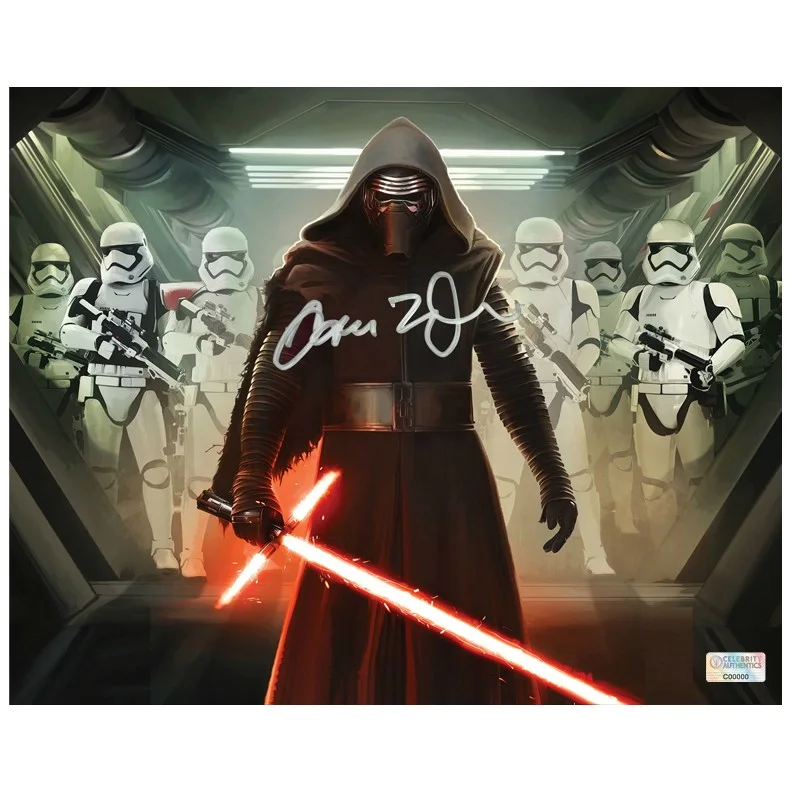 Adam Driver — Adam Driver Autographed Star Wars Force Awakens Commander Kylo Ren 8x10 Photo
