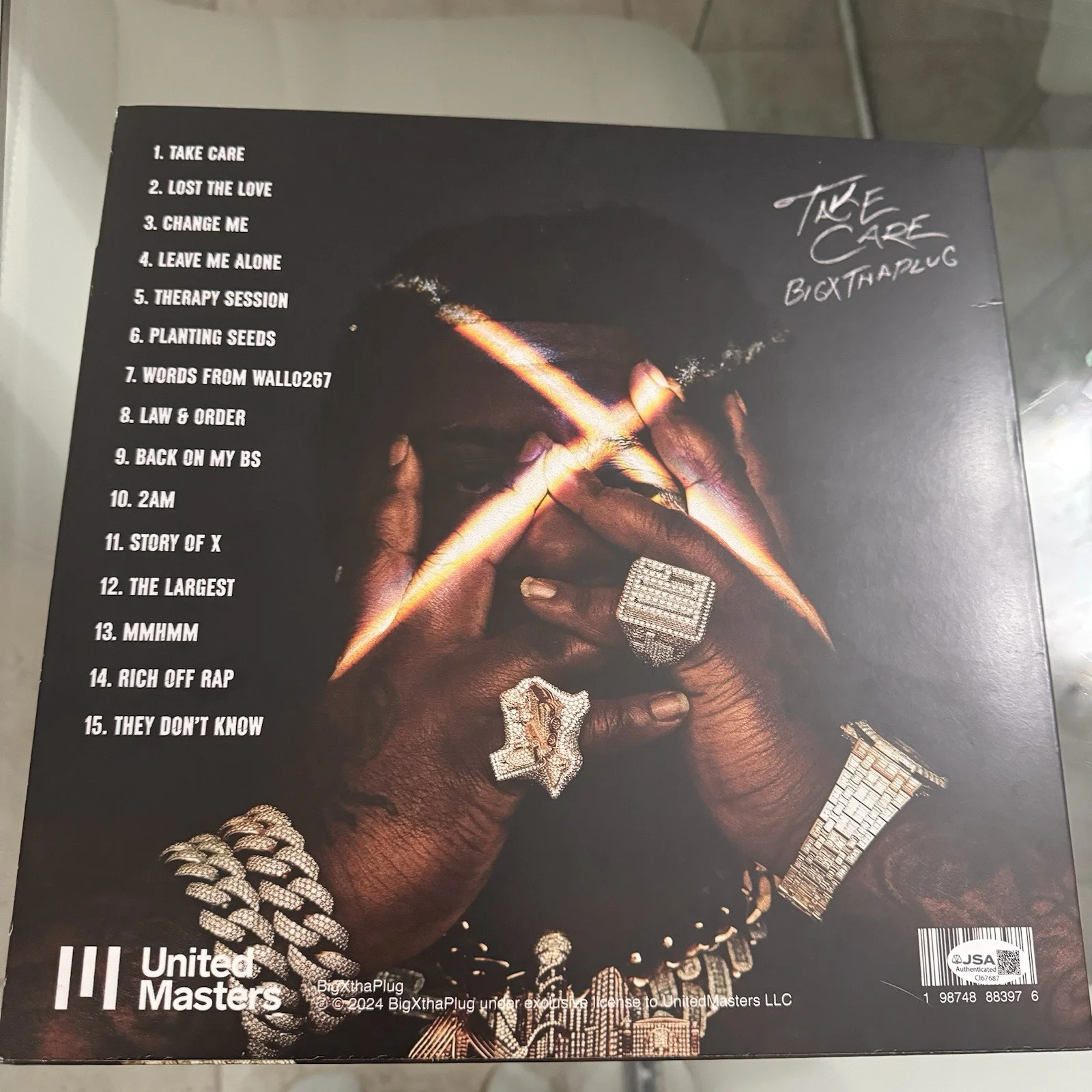 BIGXTHAPLUG SIGNED TAKE CARE LP VINYL RECORD ALBUM BIG X THA PLUG JSA COA, image 3
