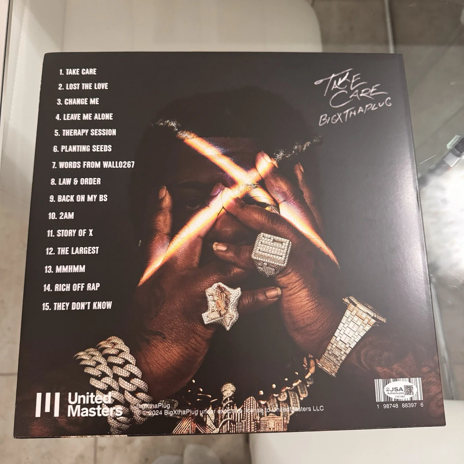 BIGXTHAPLUG SIGNED TAKE CARE LP VINYL RECORD ALBUM BIG X THA PLUG JSA COA, изображение 3