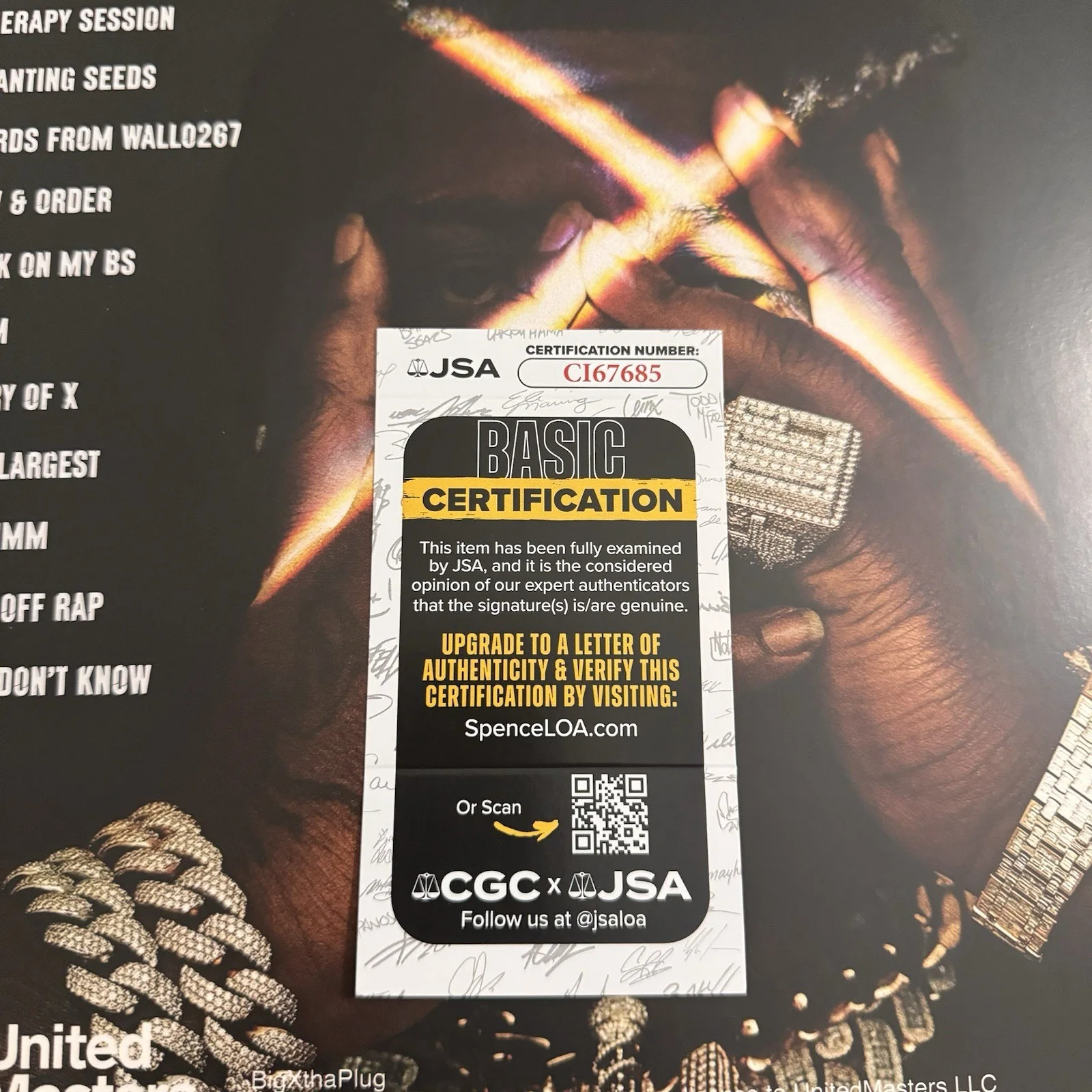 BIGXTHAPLUG SIGNED TAKE CARE LP VINYL RECORD ALBUM BIG X THA PLUG JSA COA, изображение 5