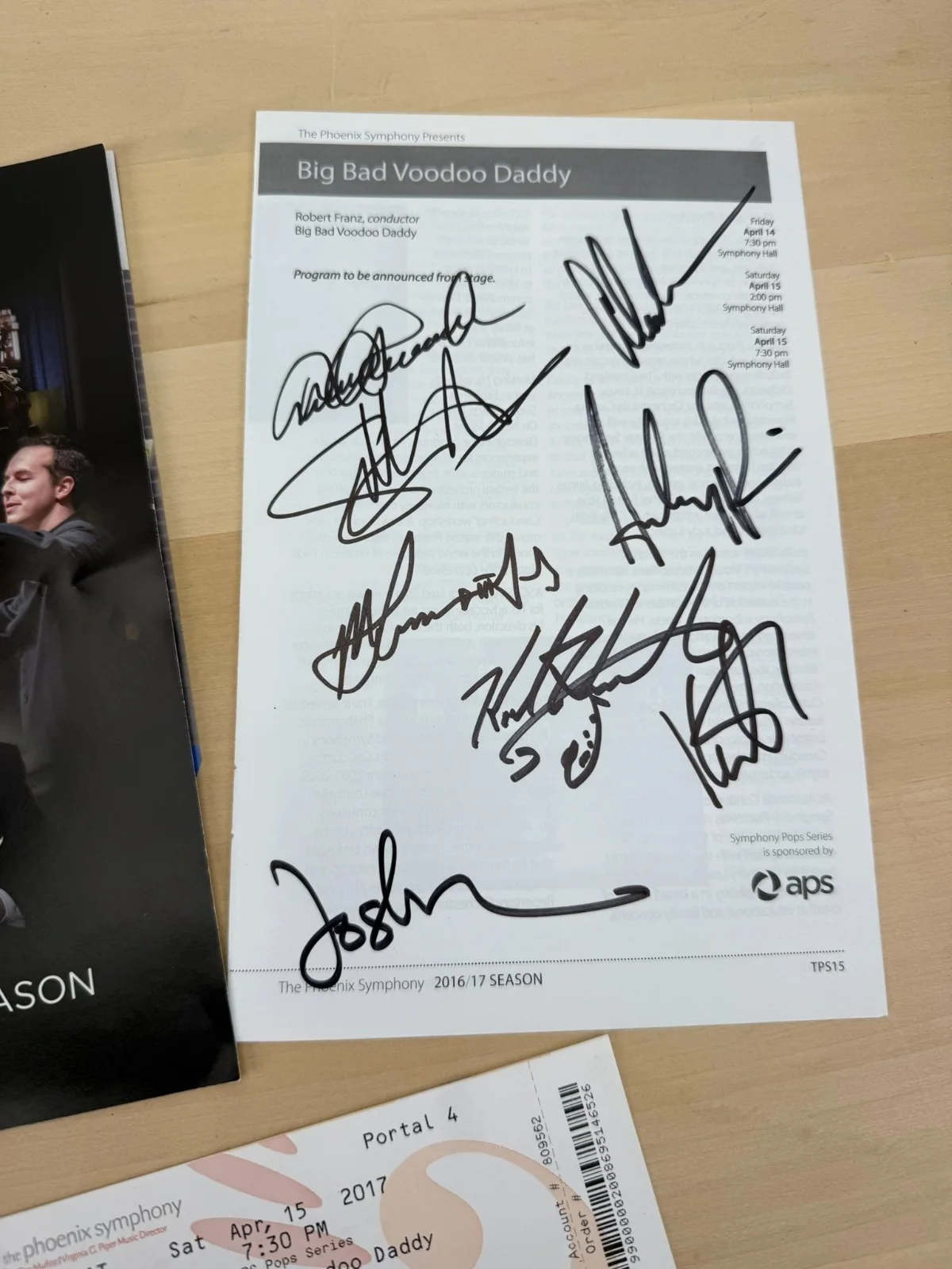 Autographed Big Bad Voodoo Voo Doo Daddy Program Signed by Band & Concert Ticket, image 2