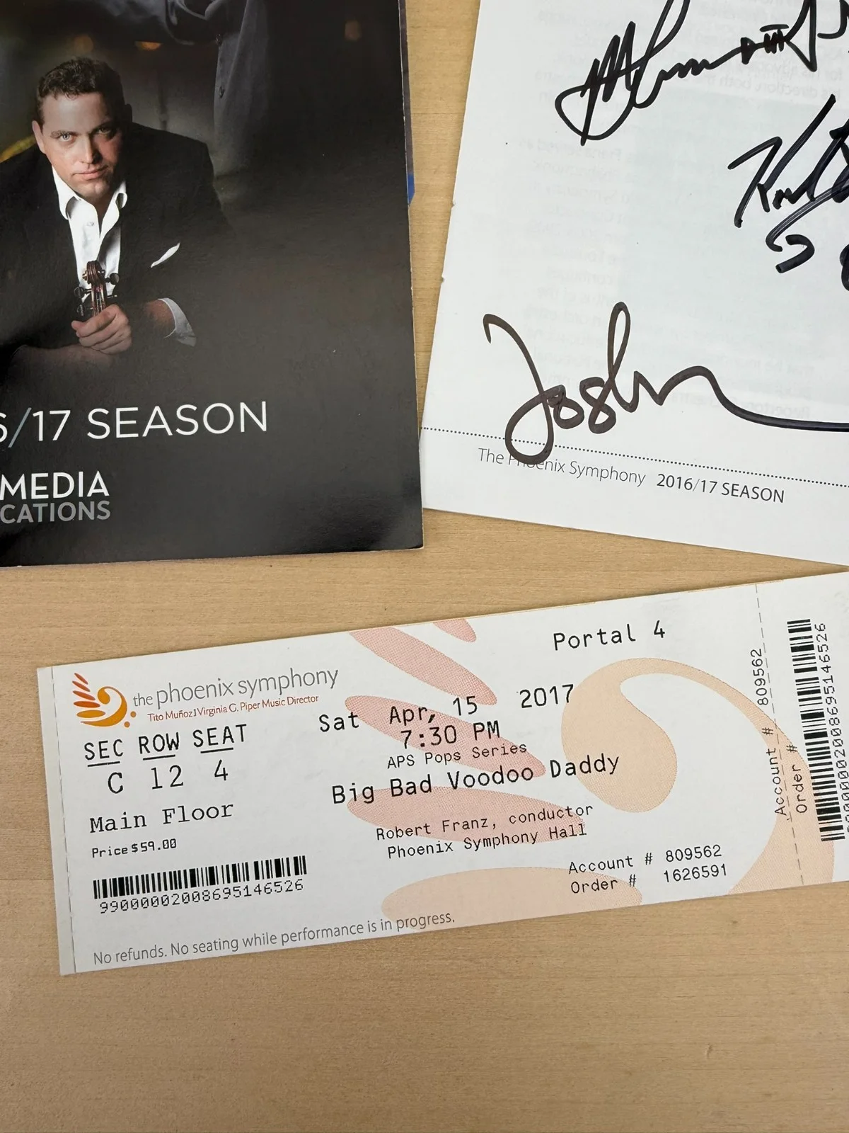 Autographed Big Bad Voodoo Voo Doo Daddy Program Signed by Band & Concert Ticket, image 3