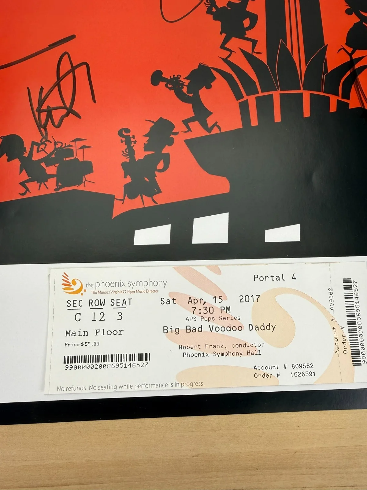 Autographed Big Bad Voodoo Voo Doo Daddy Poster Signed by Band & Concert Ticket, изображение 2