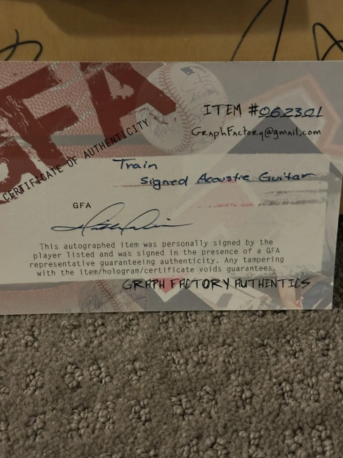 Train Signed Acoustic Guitar Graph Factory Authentics COA, image 2