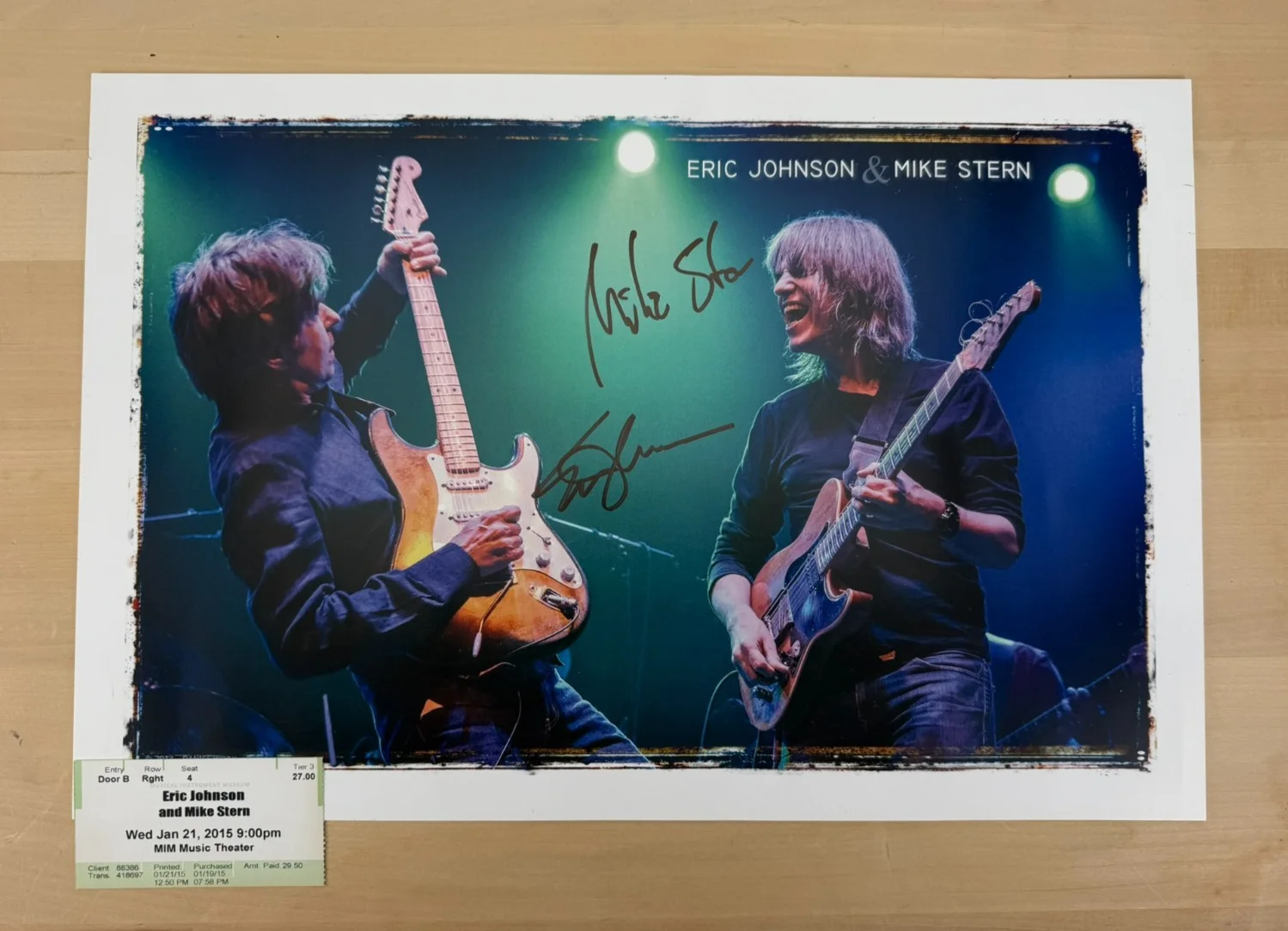 Eric Johnson Legendary Guitarist & Mike Stern Signed 18x12 Photo Autograph, image 2