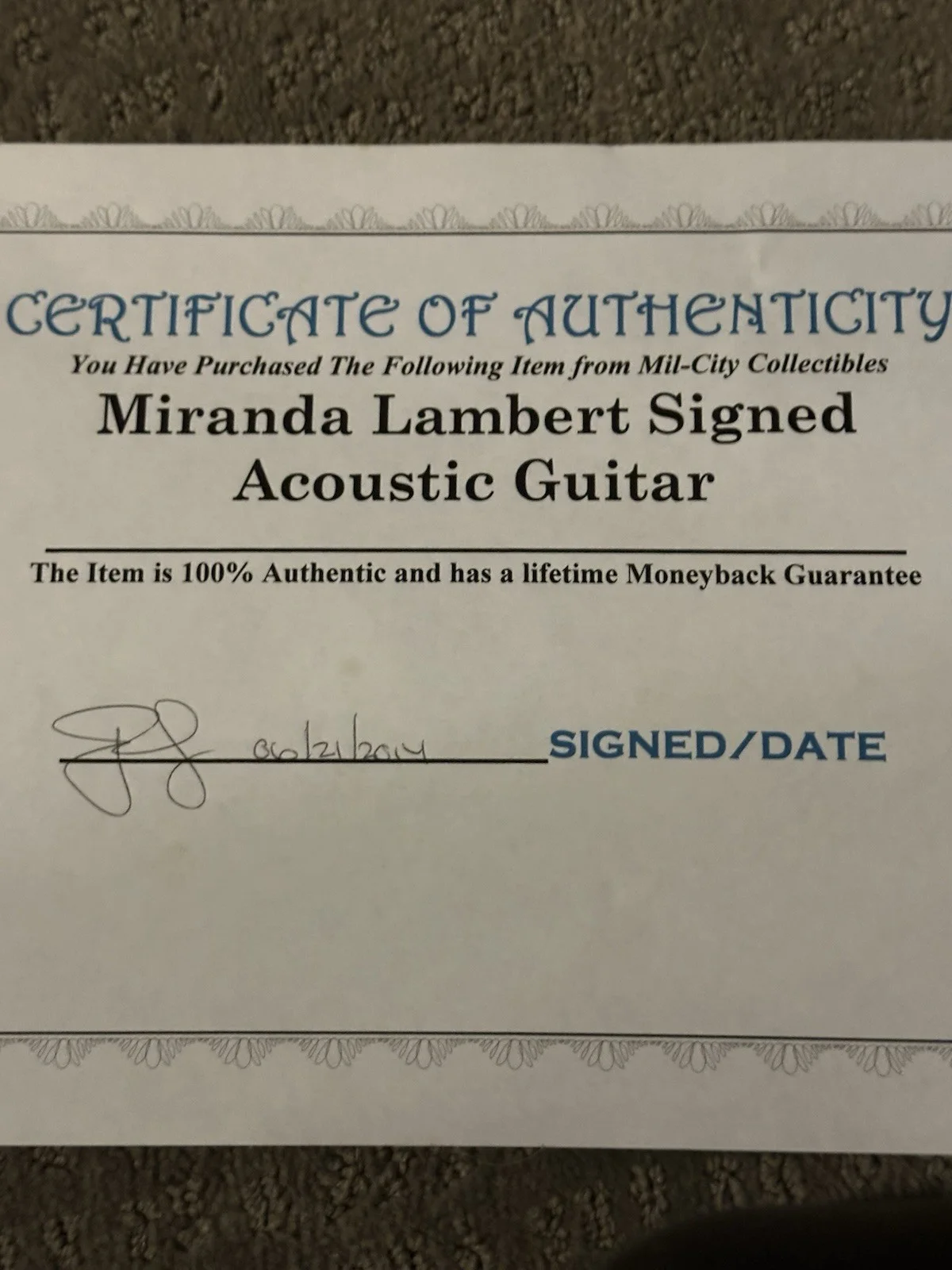 Acoustic Guitar Signed by Miranda Lambert Mil-City Collectibles Authenticated, image 3