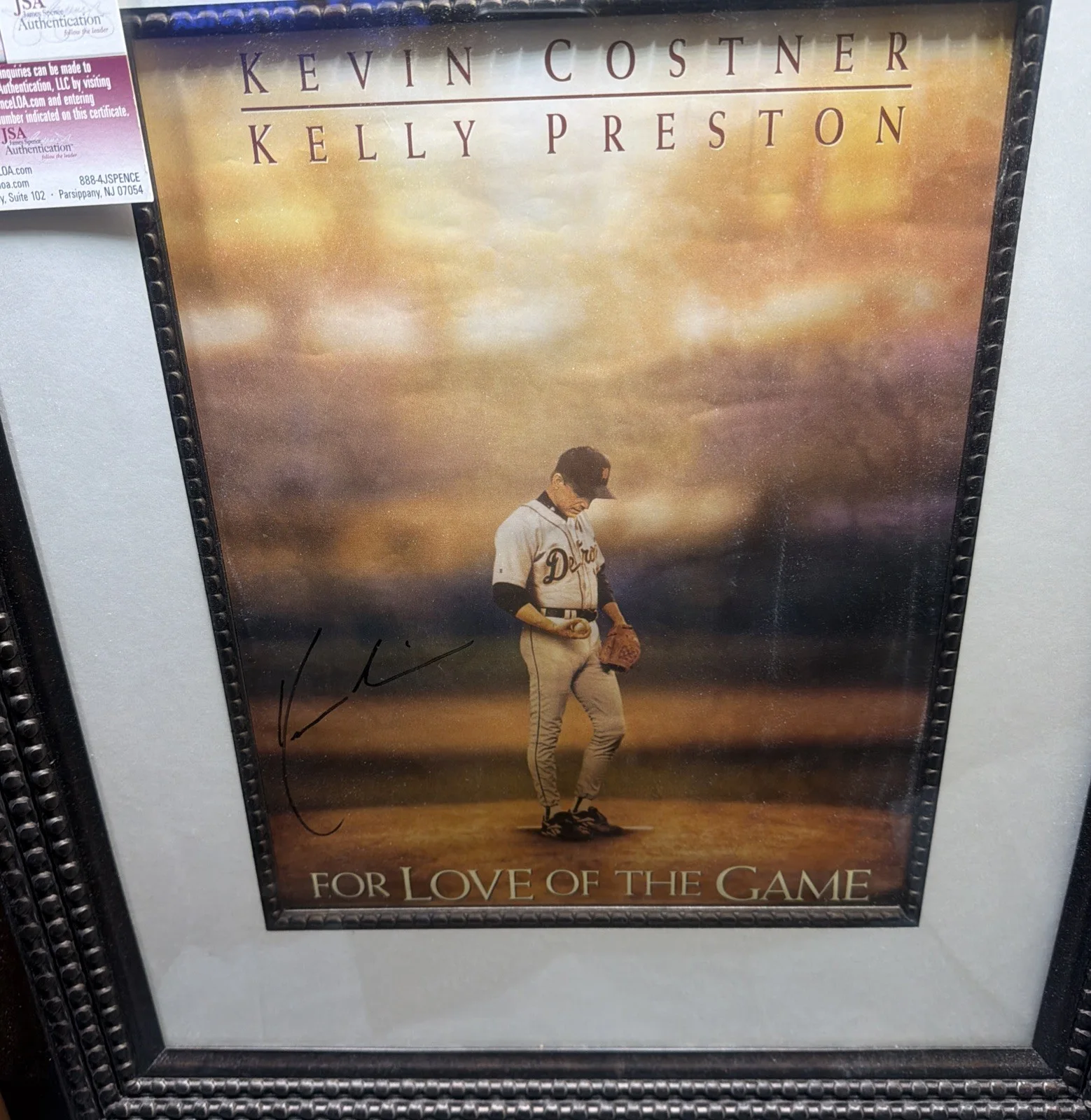 The Game — Kevin Costner For The Love of The Game signed 11" x 17" Movie Poster JSA cert, изображение 4