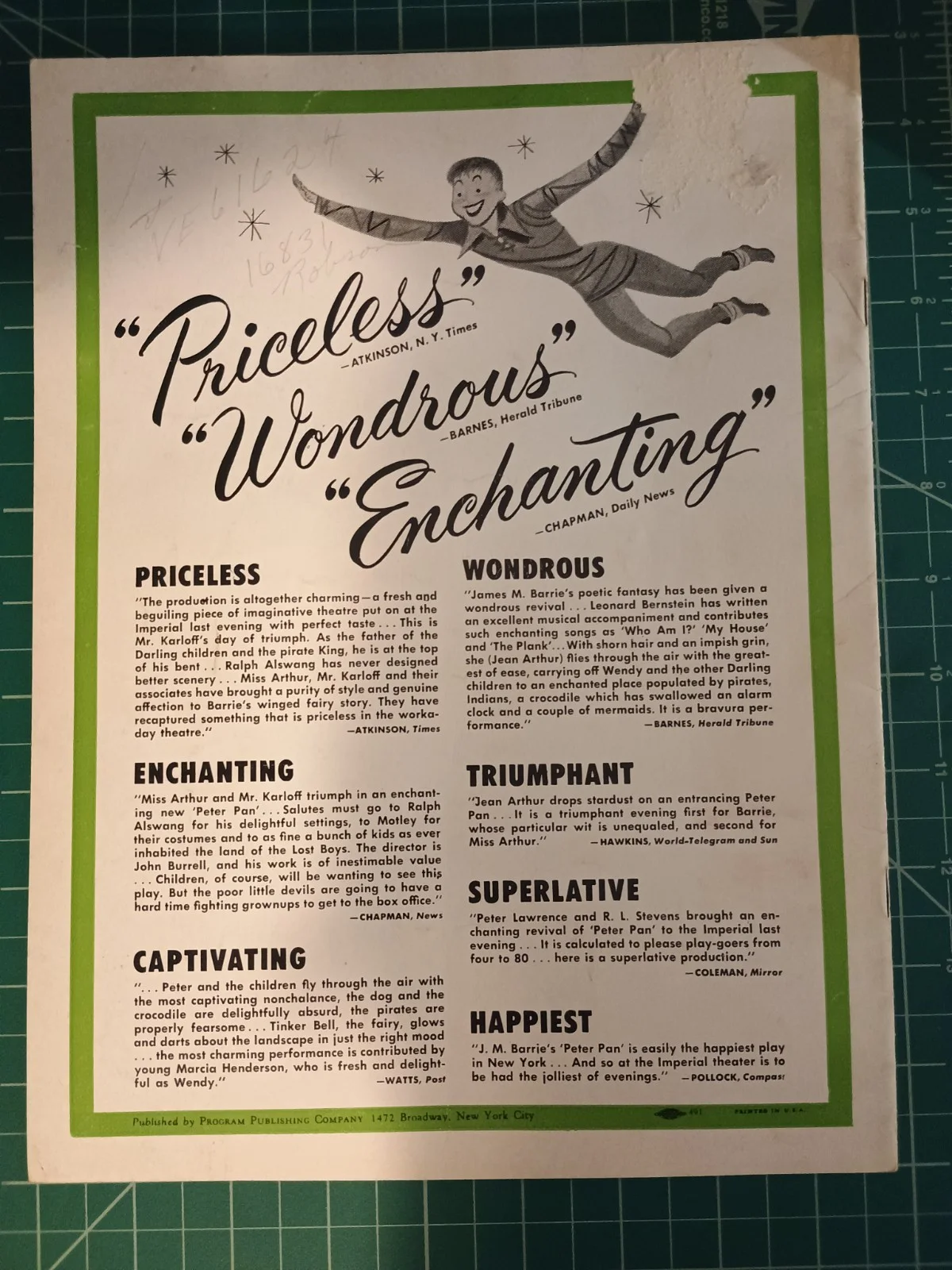 Lawrence Tibbett, Veronica Lake — 🔥🔥Peter Pan Playbill Program 1951 Boris Karloff Jean Arthur. Rare!🔥, image 2