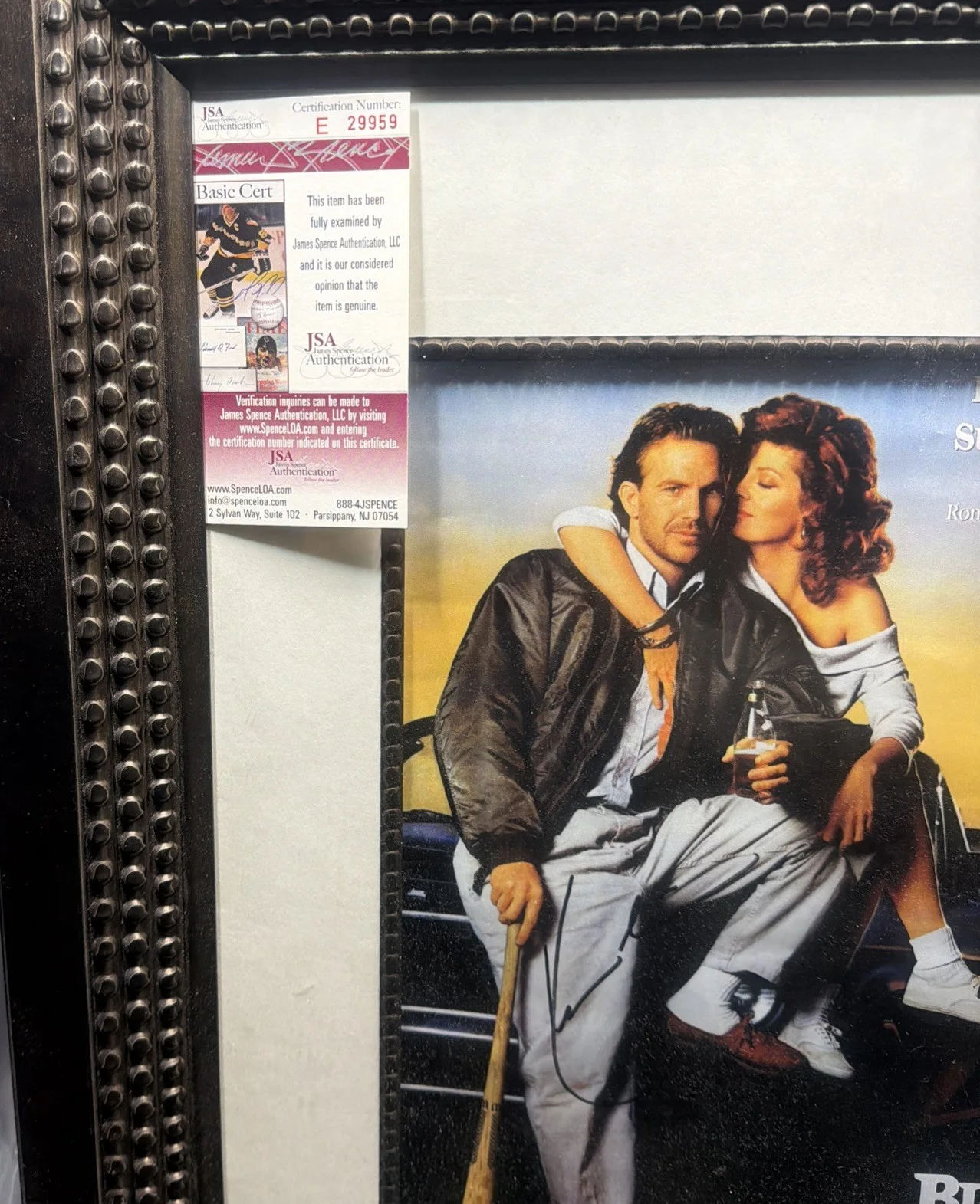 KEVIN COSTNER SIGNED BULL DURHAM 11X17 MOVIE POSTER JSA Certified, изображение 3