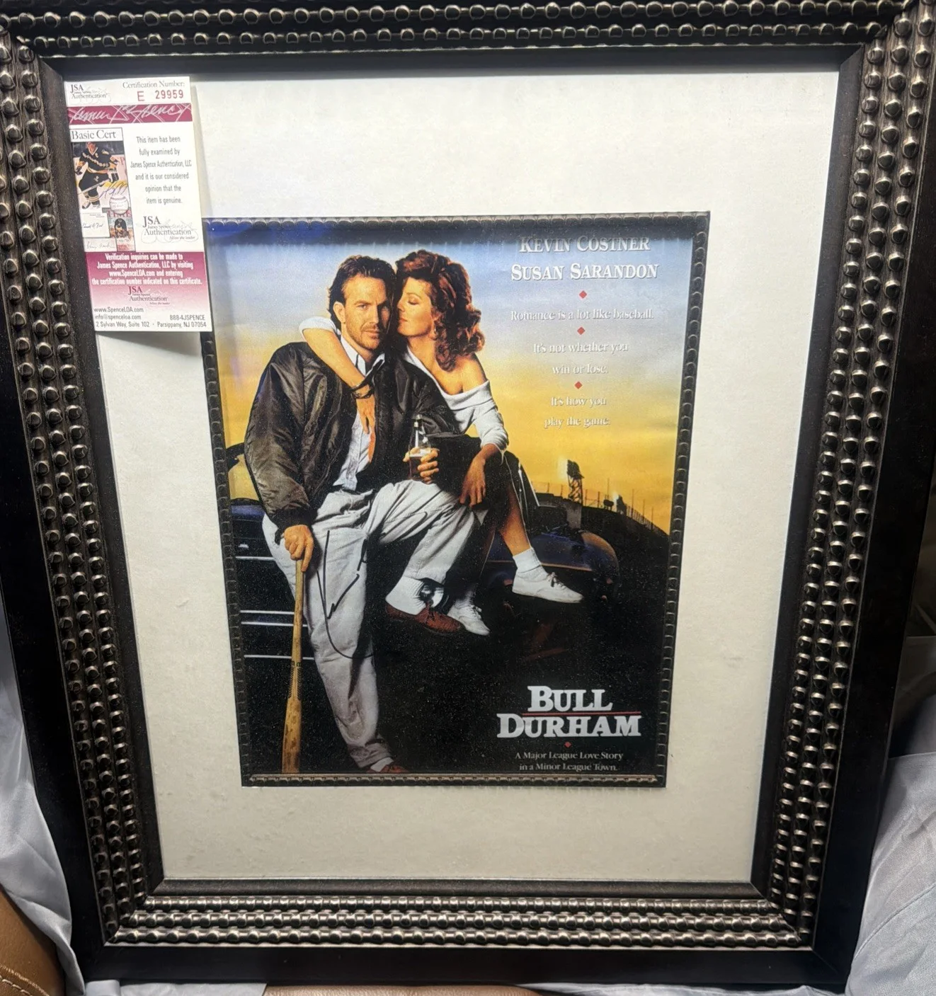 KEVIN COSTNER SIGNED BULL DURHAM 11X17 MOVIE POSTER JSA Certified, изображение 4